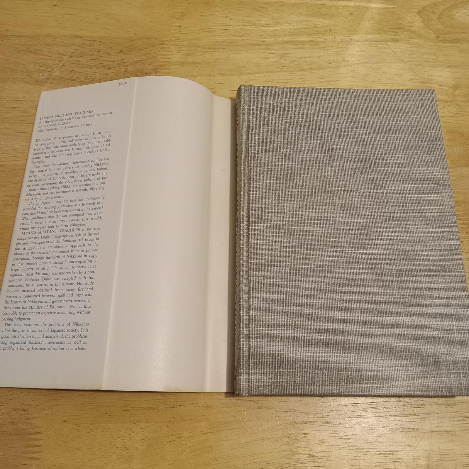 Benjamin C Duke Japans Militant Teachers 1973 Univ Press Hawaii 8vo HCDJ VG+ VG+