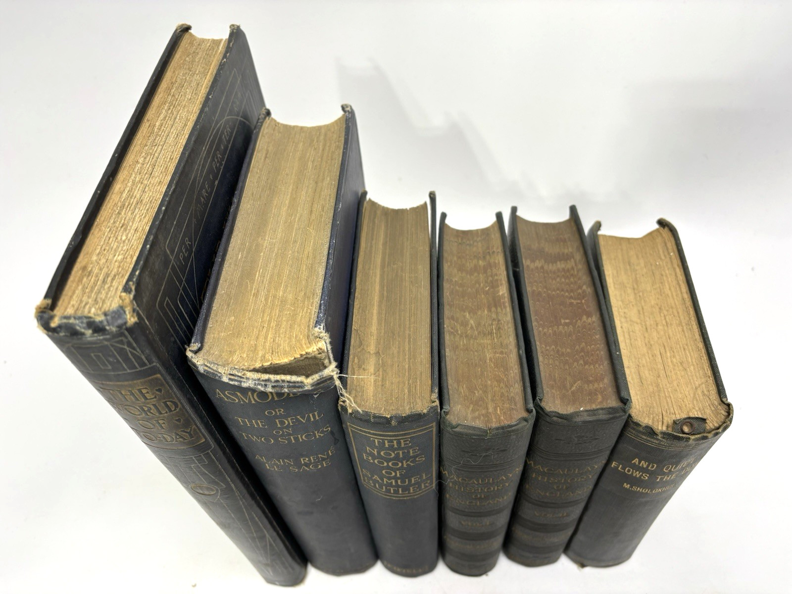 Collection of Distressed Old Books for Decoration. 23.5cm shelf space.