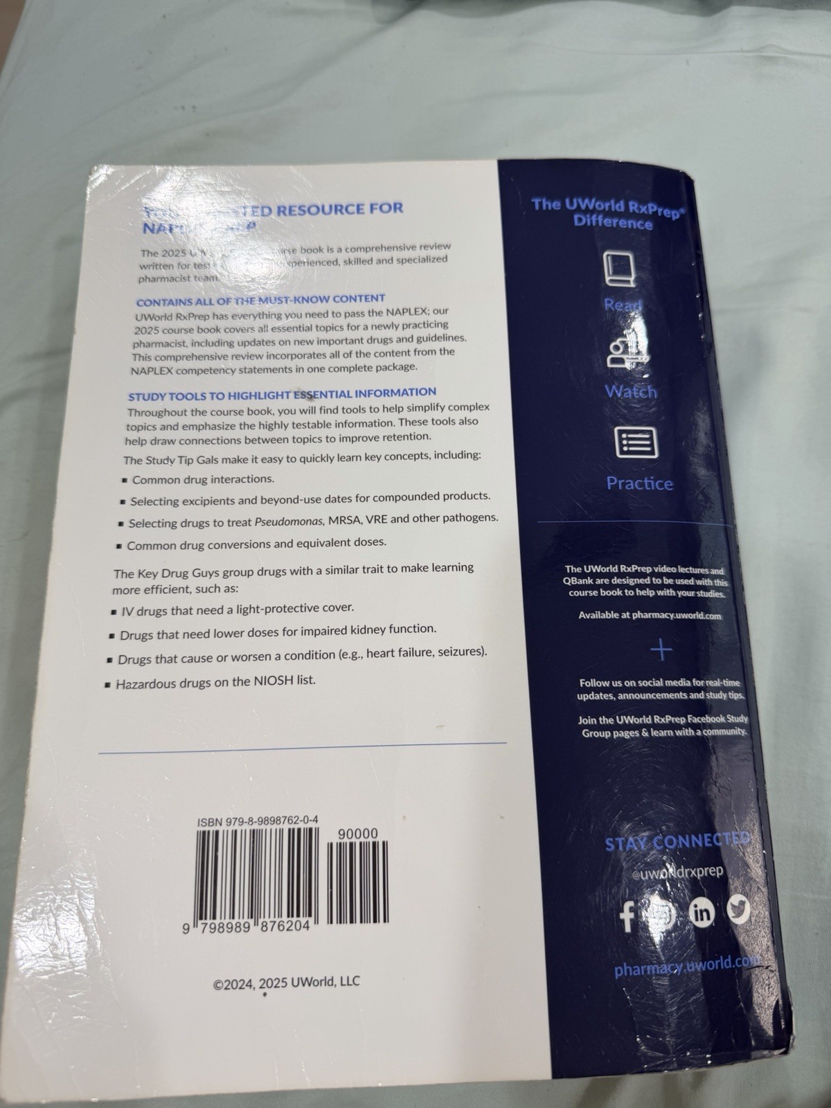 UWorld RxPrep’s 2025 NAPLEX New Course Book for Pharmacist License Exam