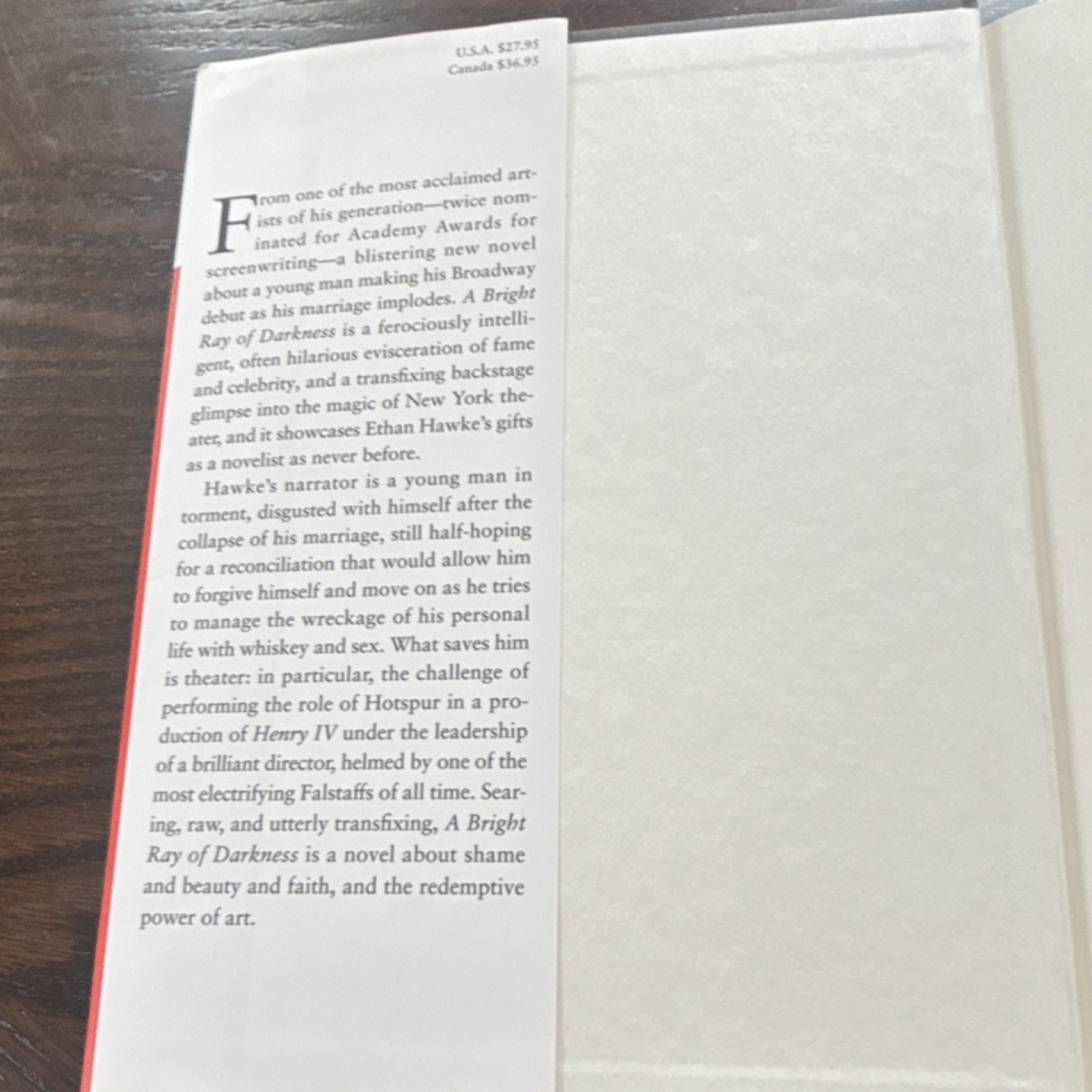 A Bright Ray of Darkness by Ethan Hawke Hardcover 2021 Fiction Alfred A. Knopf