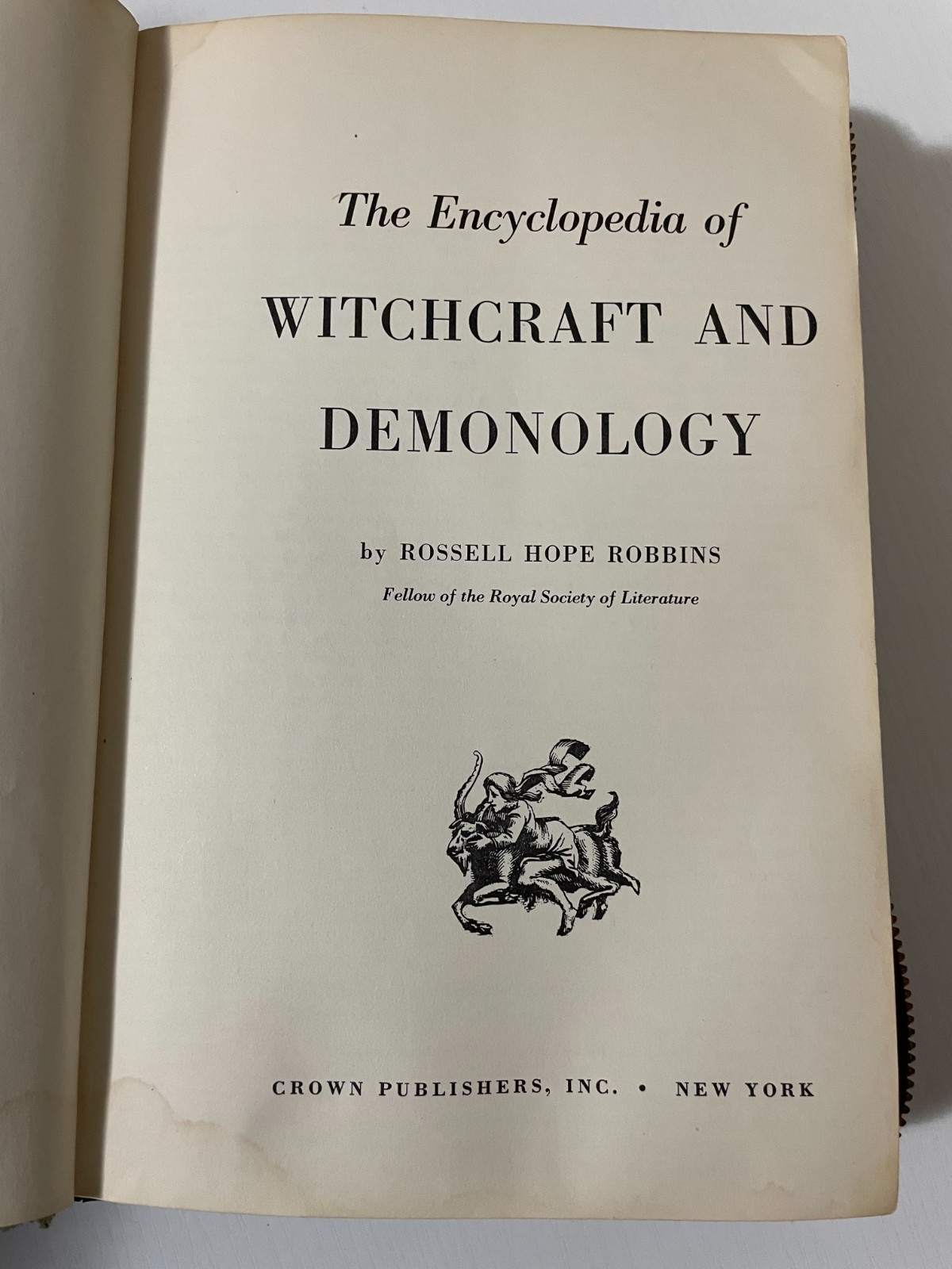 1959 Encyclopedia of Witchcraft Demonology Robbins 1st Ed + Leather Occult Case