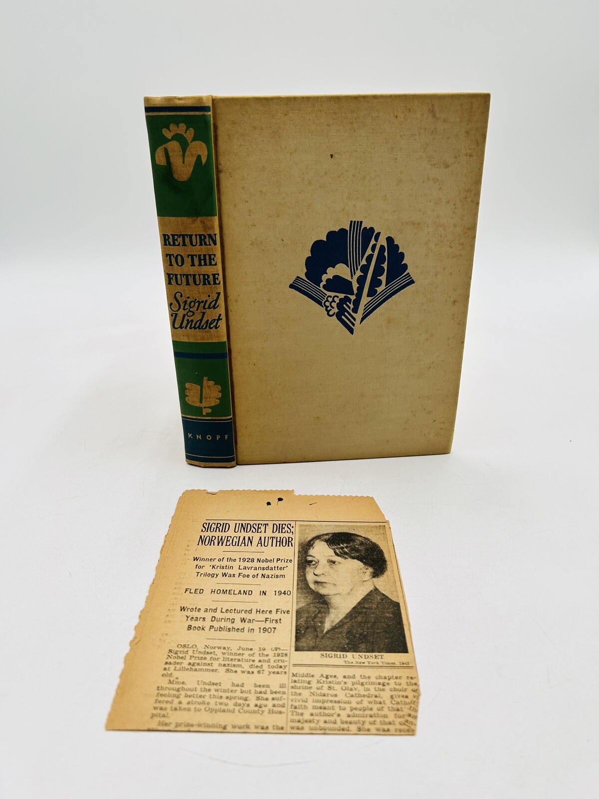 Return to the Future Sigrid Undset 1942 Hardcover Published Alfred A. Knopf