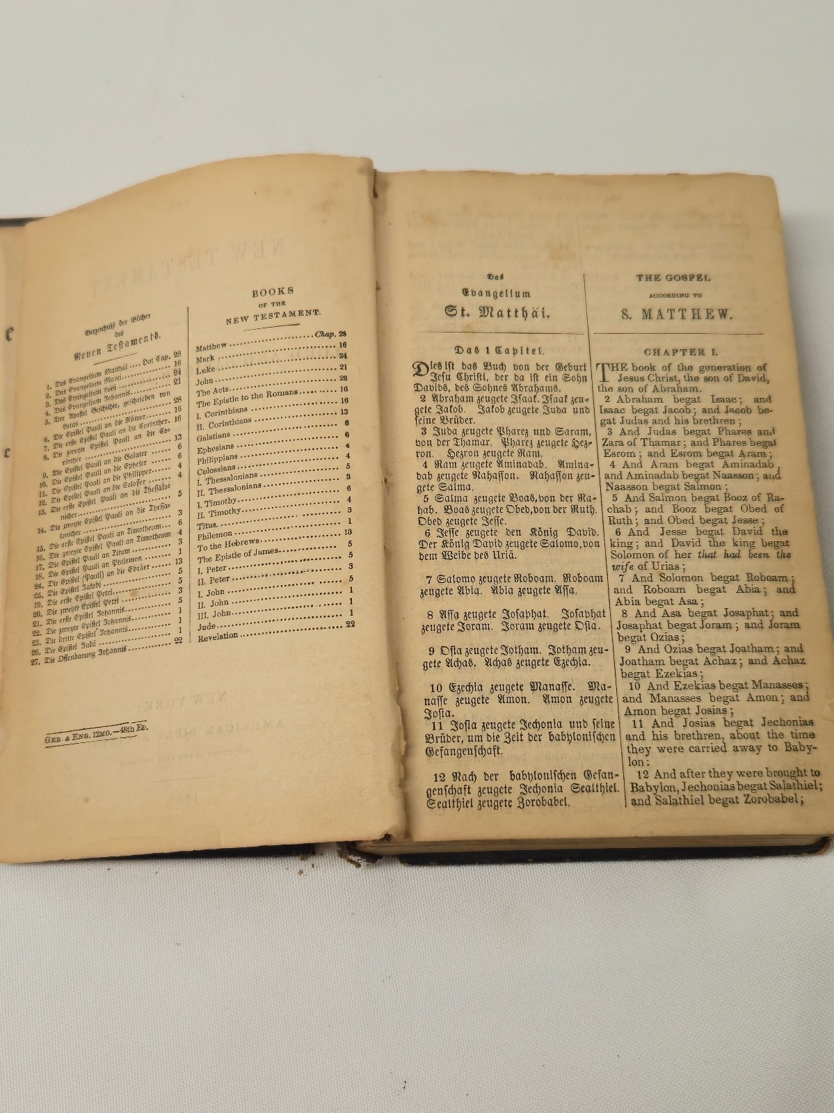 Antique 1882 German & English New Testament of the BIBLE American Bible Society