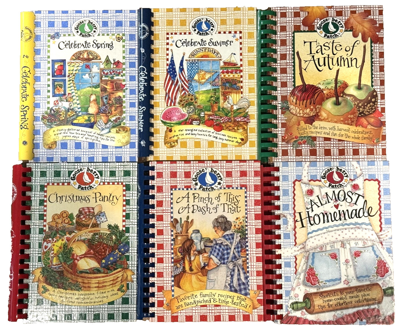 Lot of 6 Gooseberry Patch Spiral Bound Cookbooks Spring Summer Autumn + 3 Others