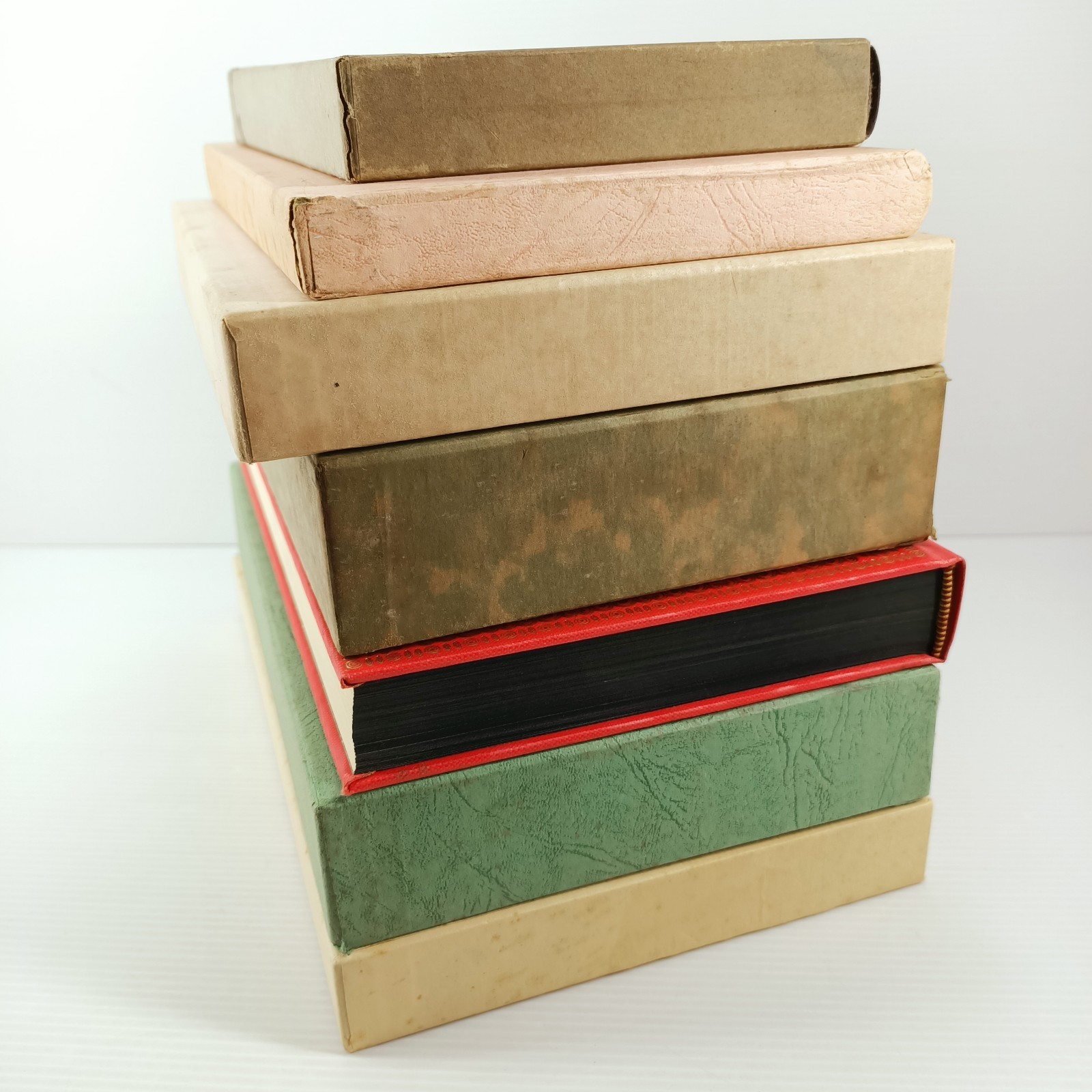 7x Folio Society Shelf Orange Beige Fill Decor Stage Props 22cm Linear Books