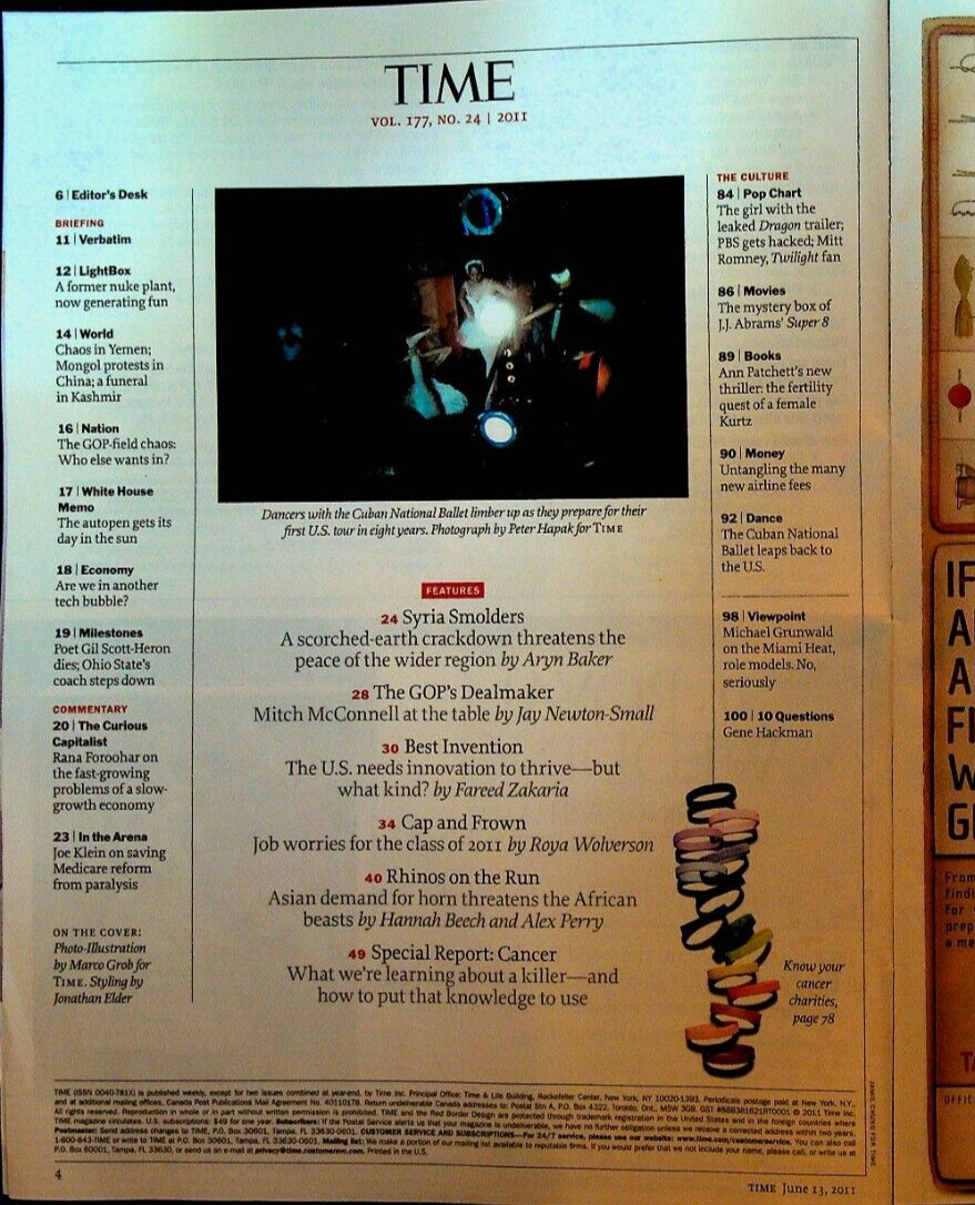 Time Magazine June 13 2011 Dr Oz Cuban National Ballet Gil Scott-Heron