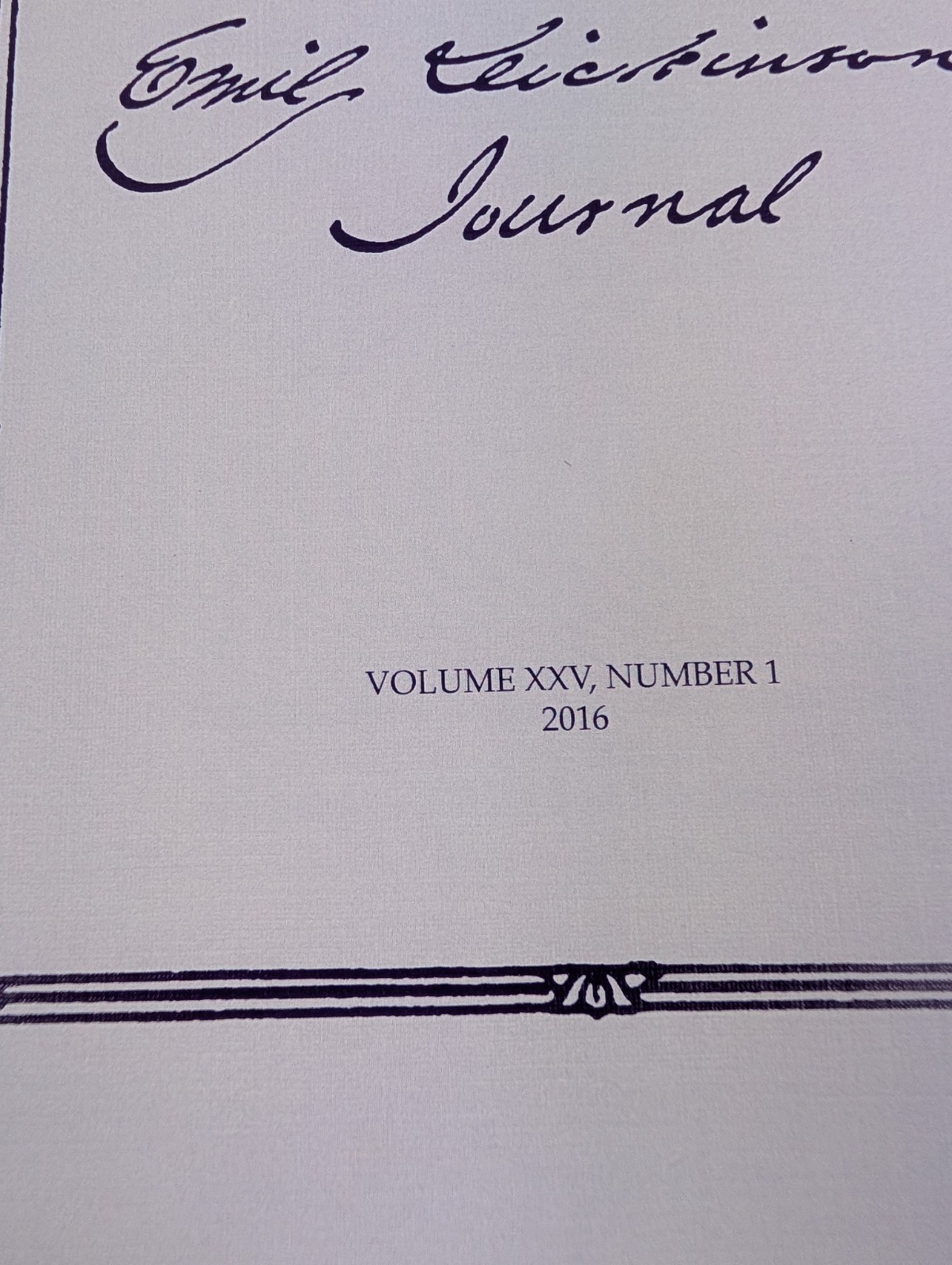 The Emily Dickinson Journal 2016 PB Johns Hopkins Univ. Press Vol XXV Number 1