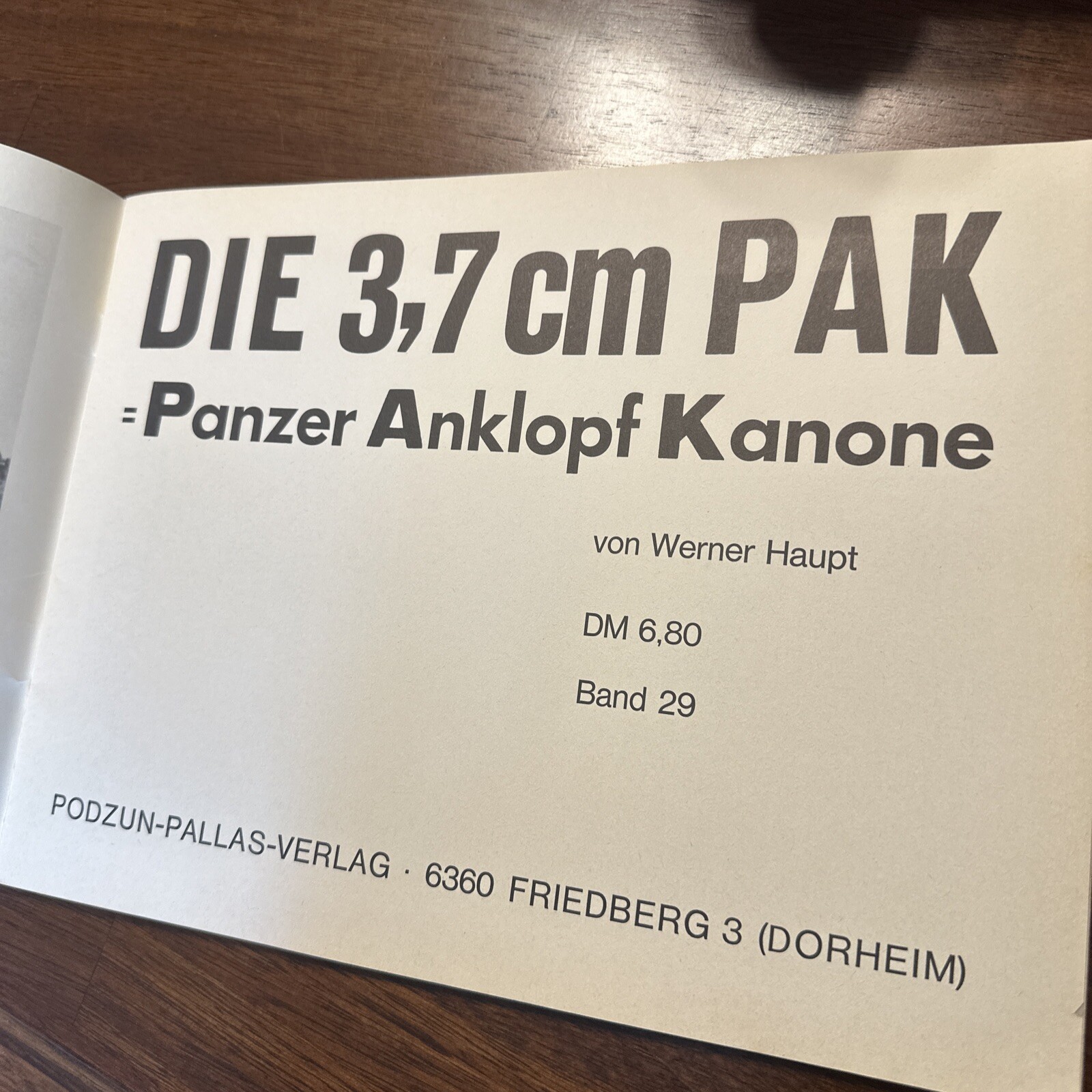 Waffen Arsenal 3,7 cm Panzerabwehrkanone (Pak) Trade Paperback Book From Germany