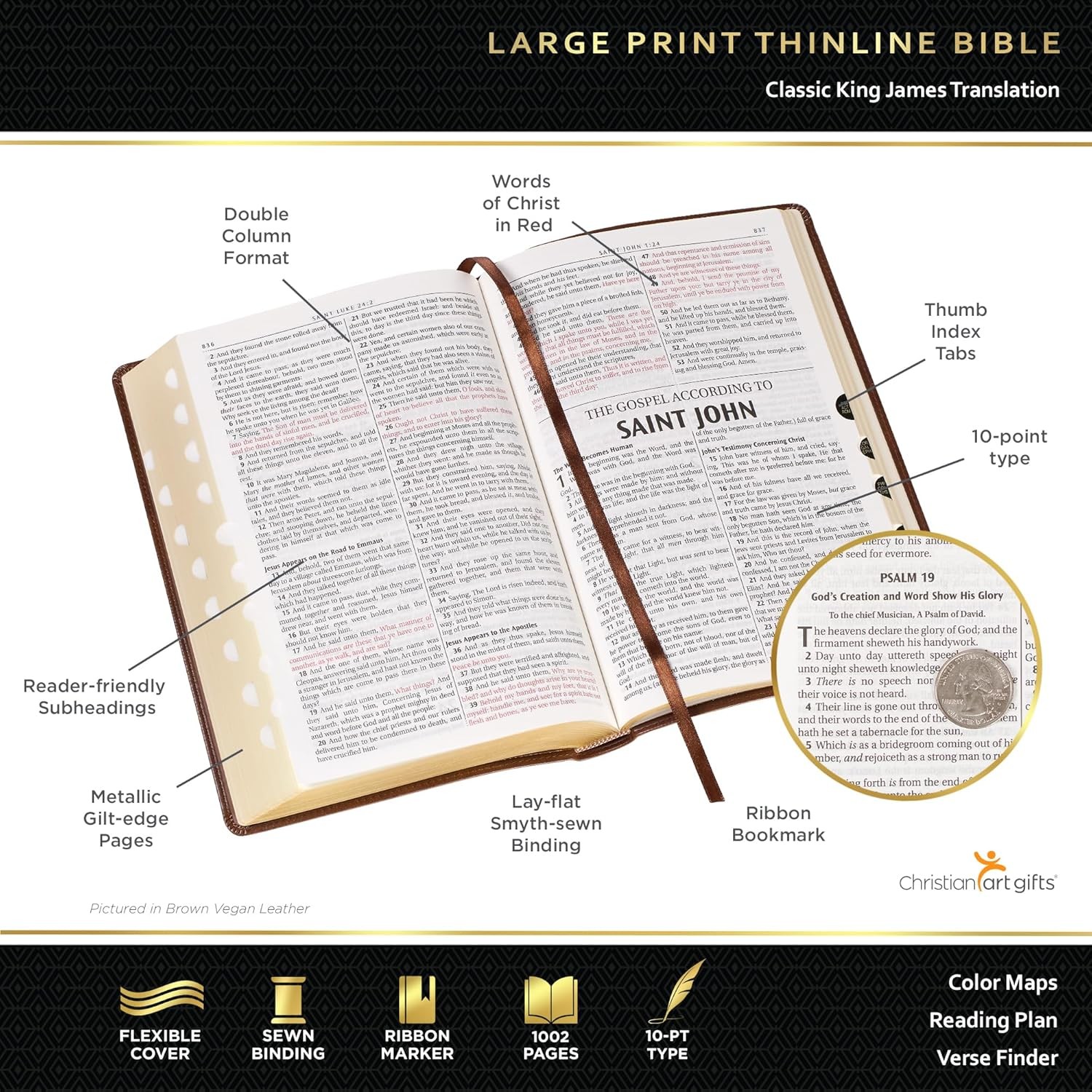 KJV HOLY BIBLE King James Version Black Large Print Thumb Index Edition* NEW