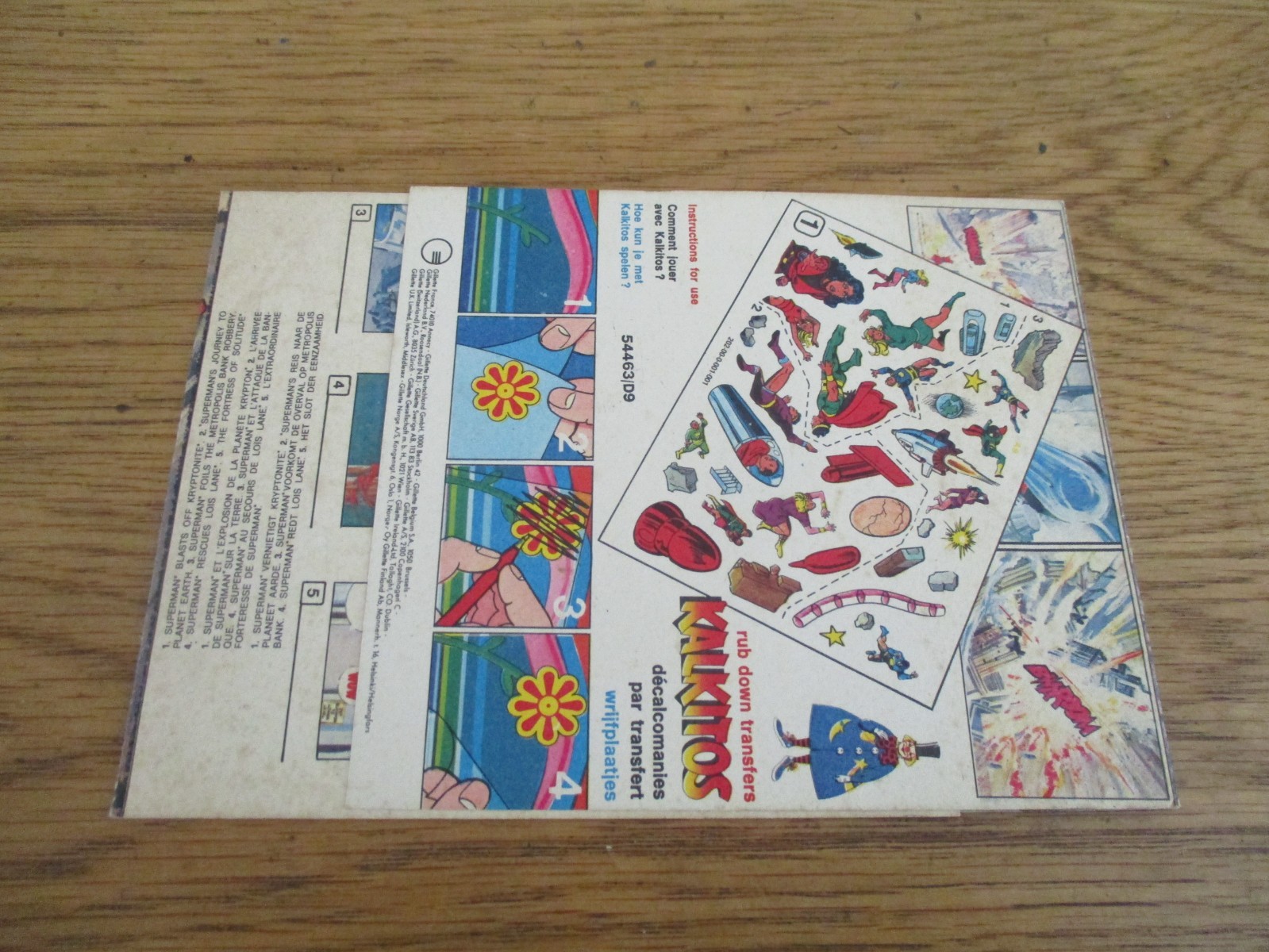 KALKITOS / SUPERMAN 1979 / rub down action transfers similar to letraset