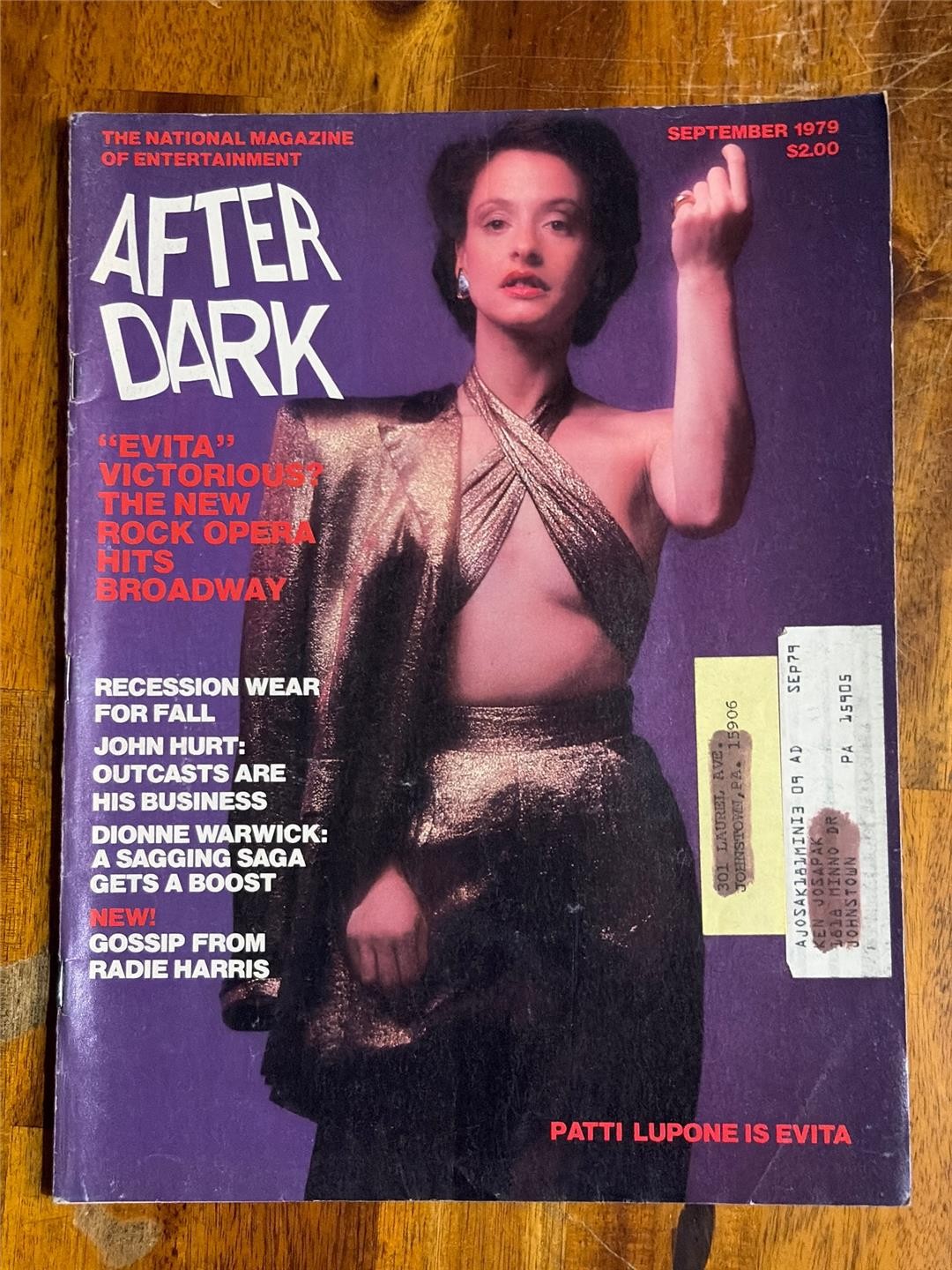 AFTER DARK entertainment magazine PATTI LUPONE as Evita 9-79