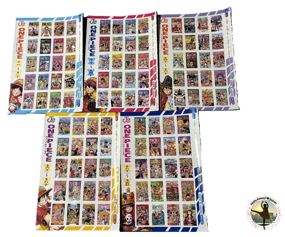 ONE PIECE Flake Sticker Collections Vol.1-5 Complete Set Manga Covers 1-100