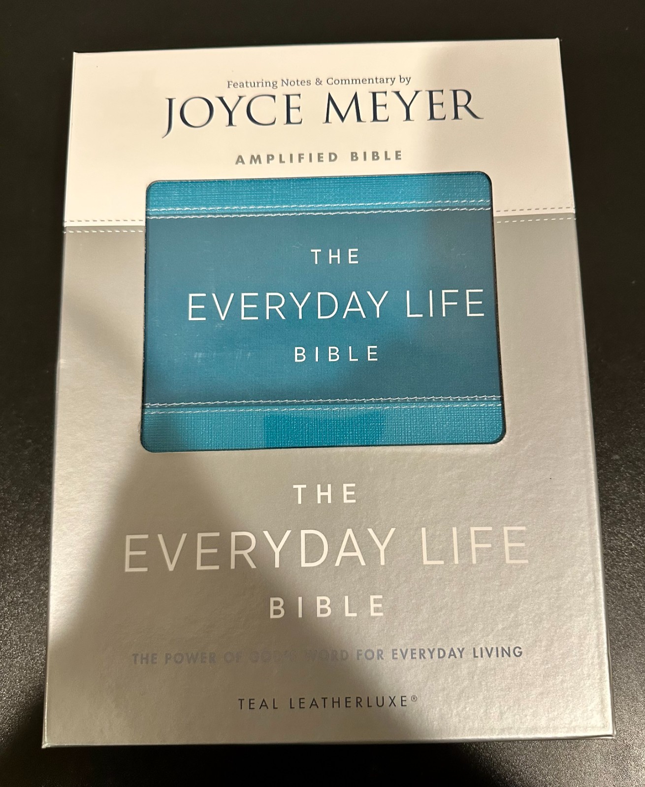The Everyday Life Bible Teal LeatherLuxe Amplified Bible Joyce Meyer w/ Box
