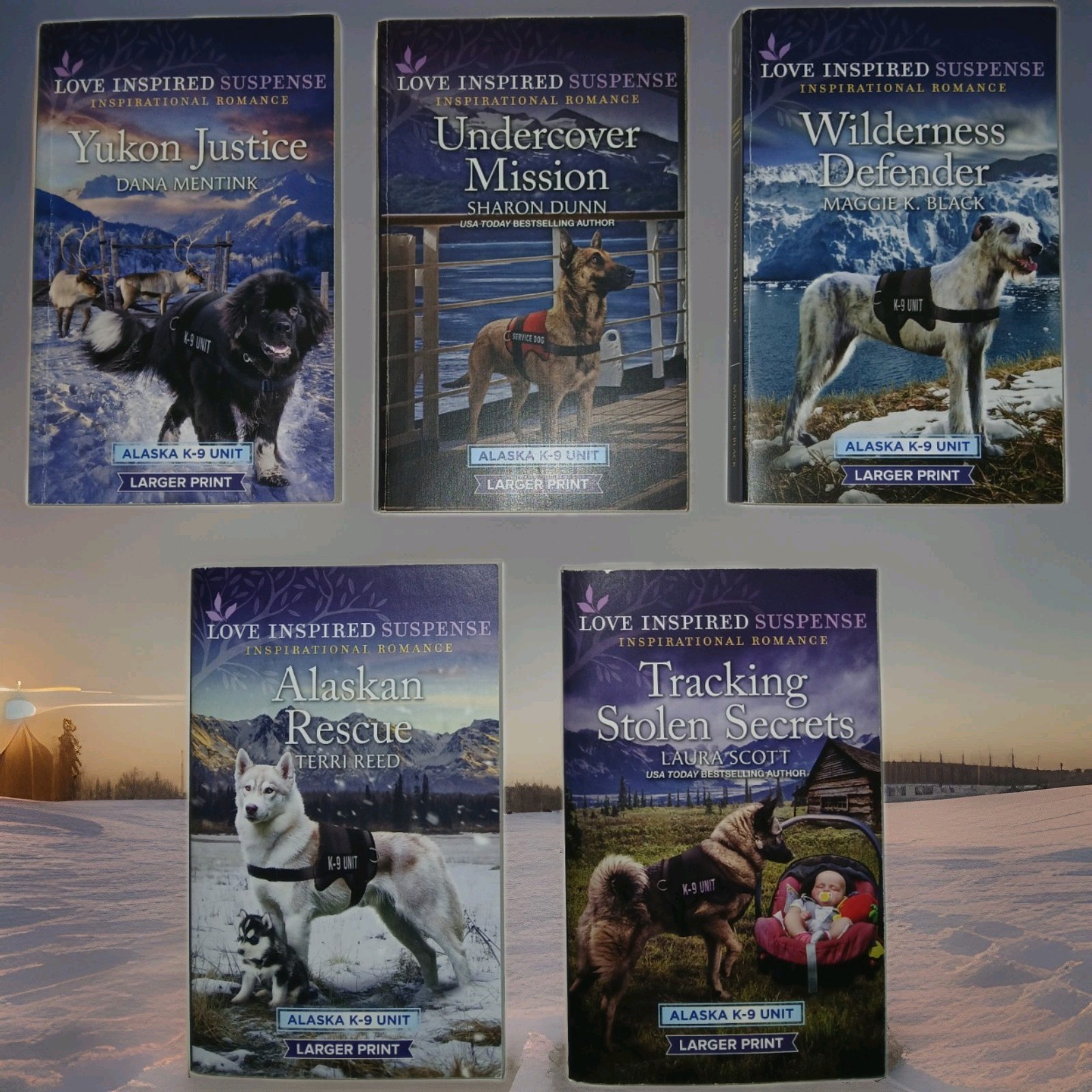 Love Inspired Suspense Alaska K-9 Unit Large Print Paperback Lot of 5 Novels