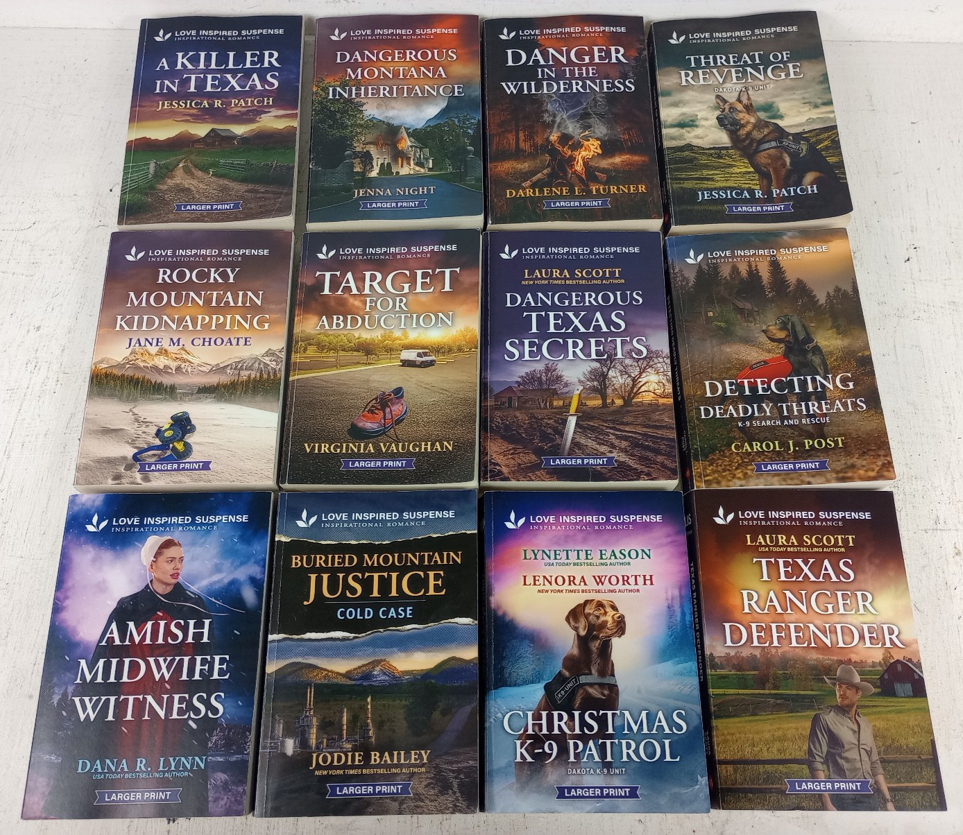 Love Inspired Supsense Romance Novel Set (Paperback x12 Lot) Large Print