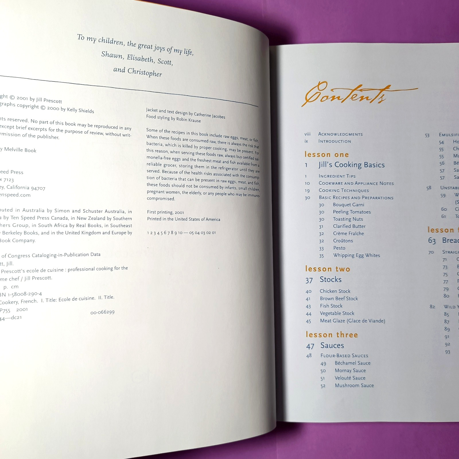 Ecole de Cuisine SIGNED by Jill Prescott 2001 Ten Speed Press 1st printing