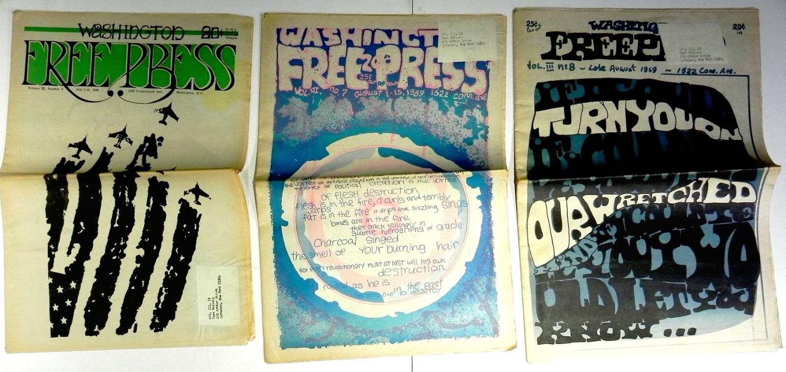 Lot of 38 Issues WASHINGTON DC FREE PRESS 1967-69 Radical Youth Underground USA