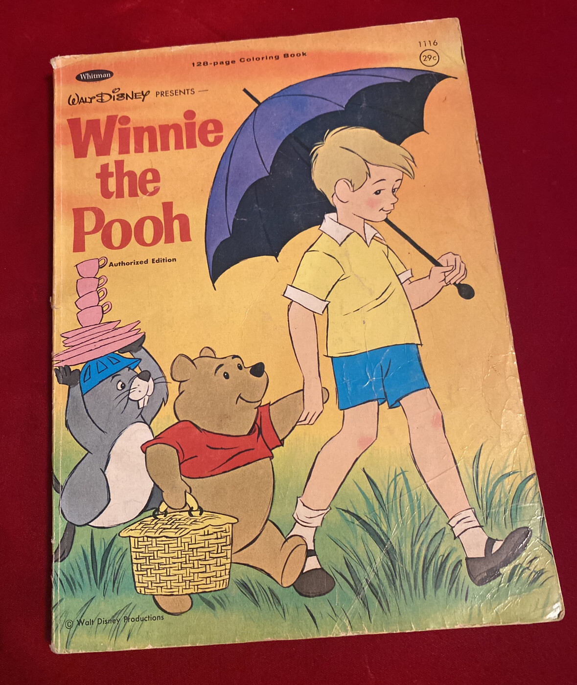 1965 WINNIE THE POOH Whitman Coloring Book #1116 128 Pages Used