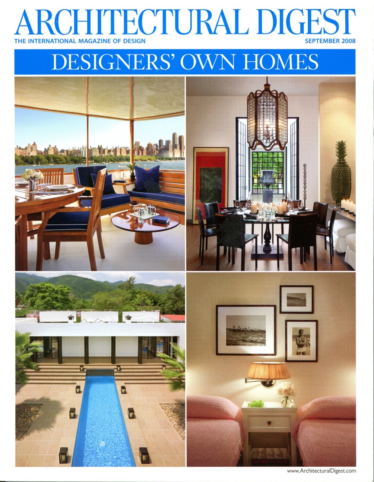 ARCHITECTURAL DIGEST Magazine – September 2008 / Designers Own Homes / 254 Pages
