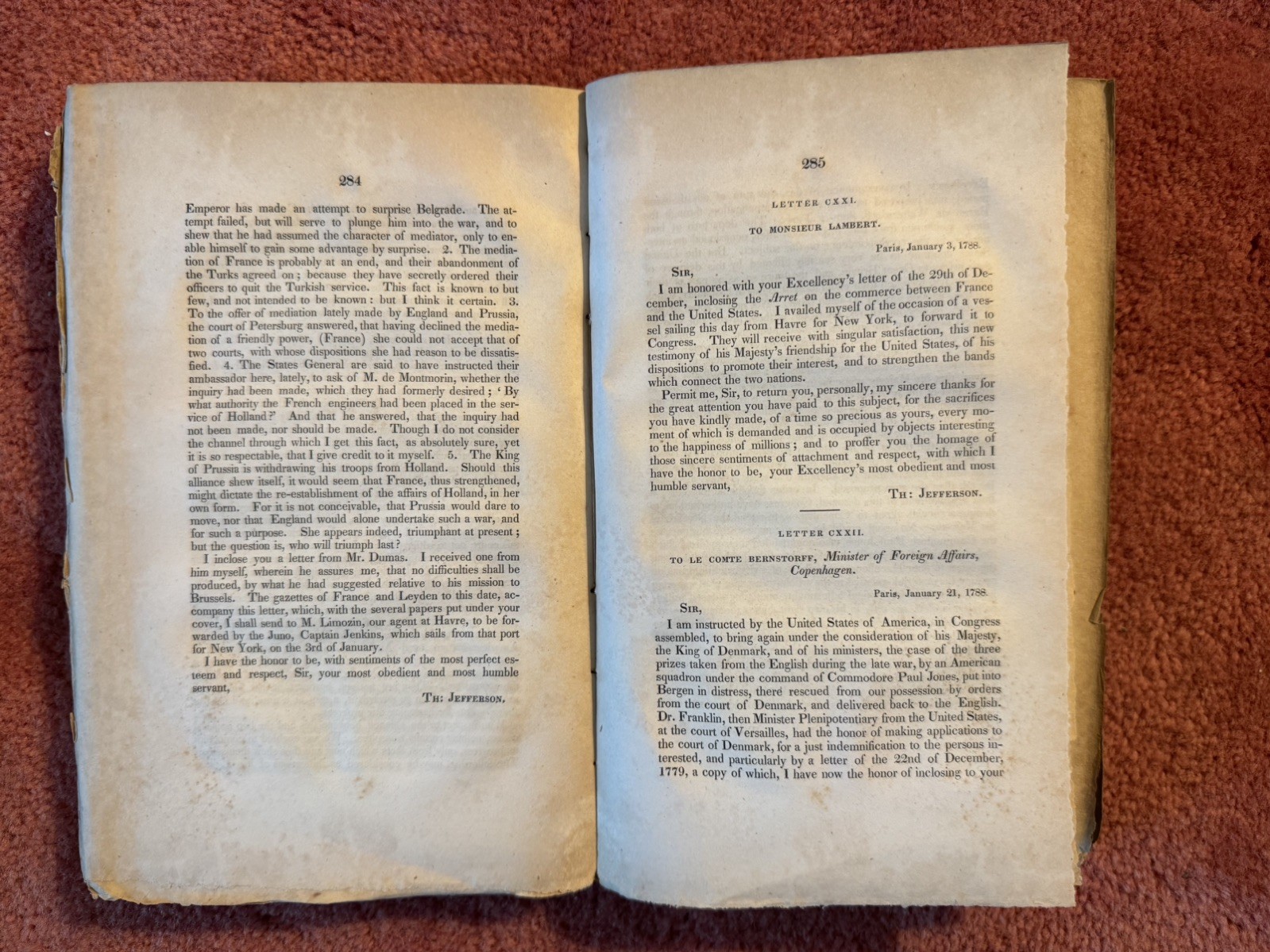 1829 Thomas Jefferson Writings Vol 1-3 First Ed F. Carr Unopened Boards Flaws