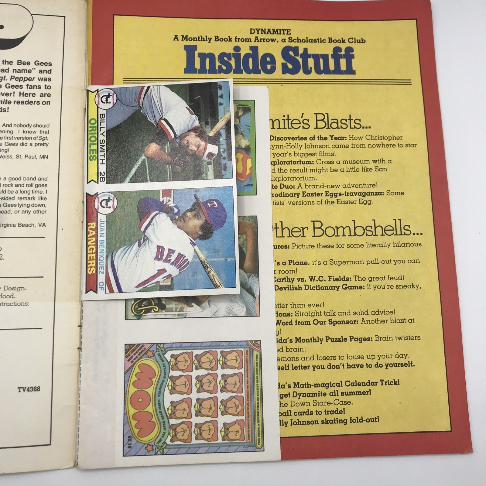 1979 Dynamite Magazine Superman Ice Castles with VTG uncut Topps Baseball Cards