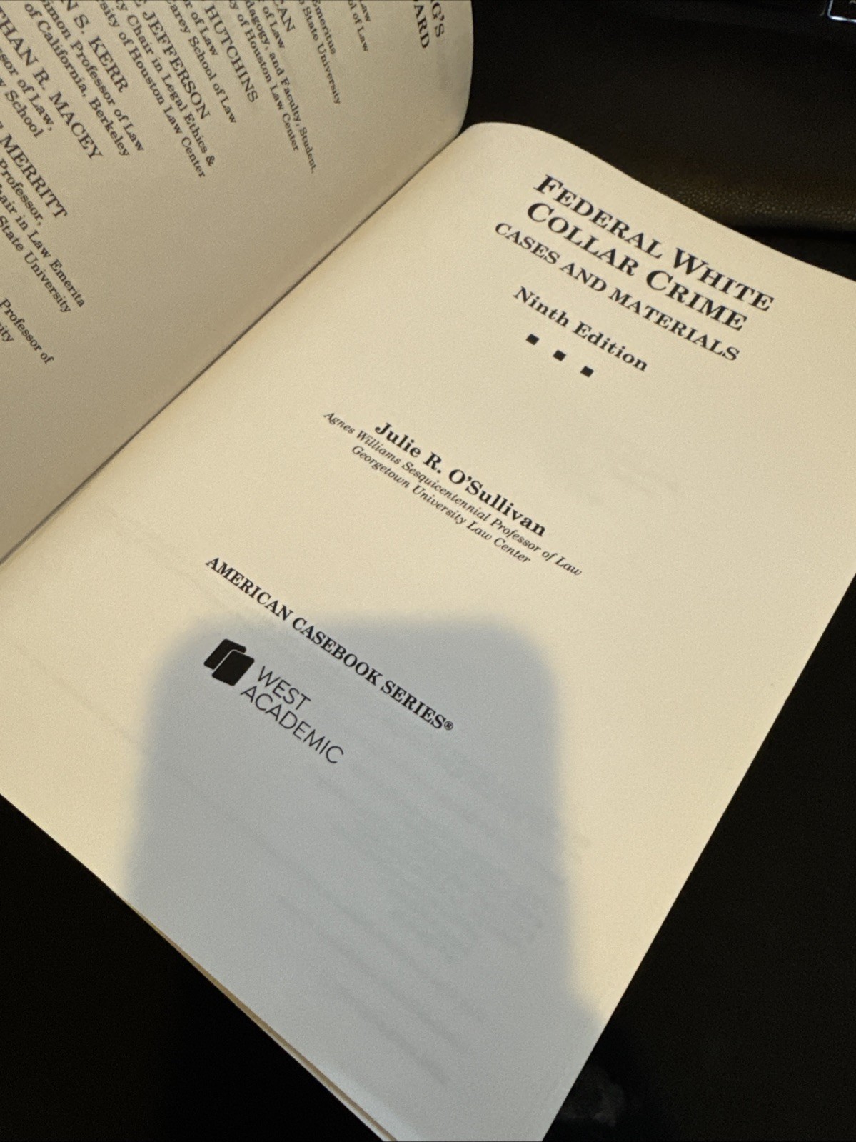 Federal White Collar Crime: Cases – Hardcover, by O’Sullivan Julie – Very Good