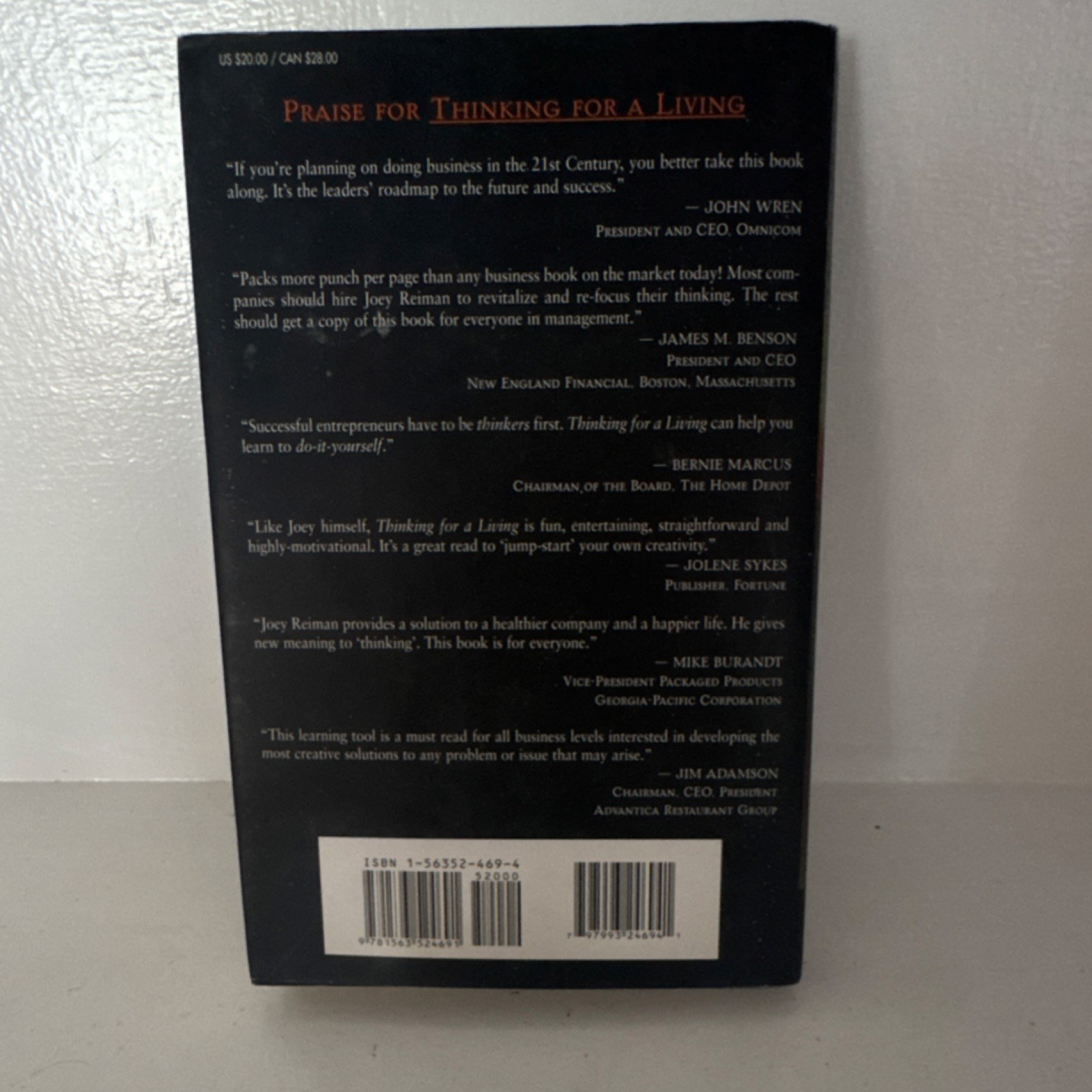 Thinking for a Living by Joey Reiman Hardcover Taylor Trade Publishing Business