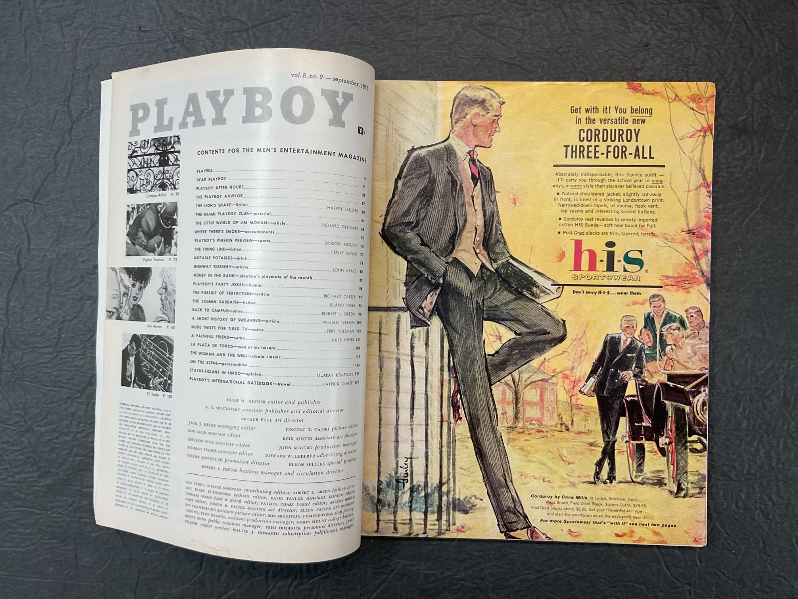 Playboy Magazine September 1961 Vargas Girl Centerfold Solid Condition