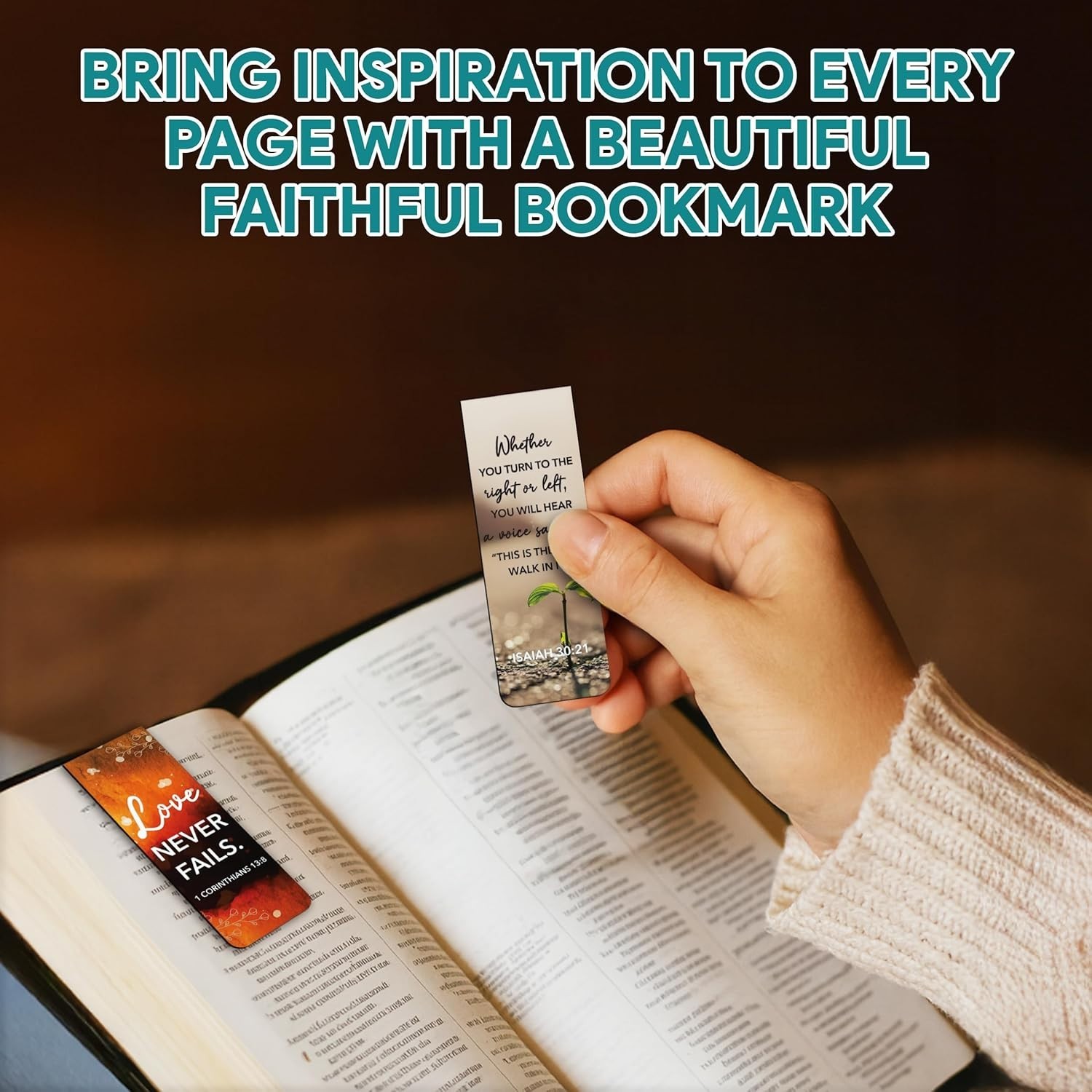 Decorably 50 Pack 0.8×2.3in Bible Religious Magnetic Bookmarks, Unique Motivatio