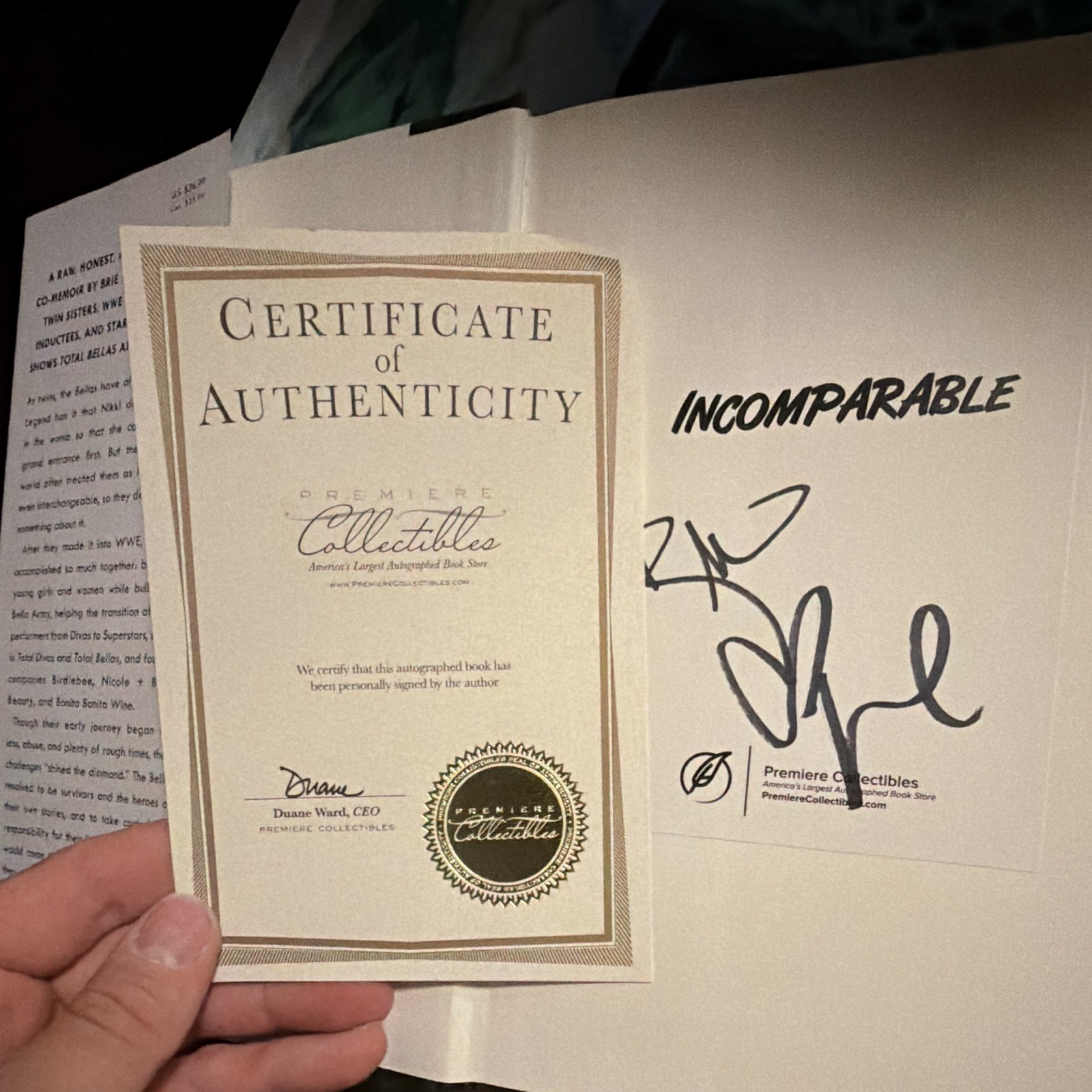 Incomparable by Brie & Nikki Bella Signed Hardcover w/ Dust Jacket COA