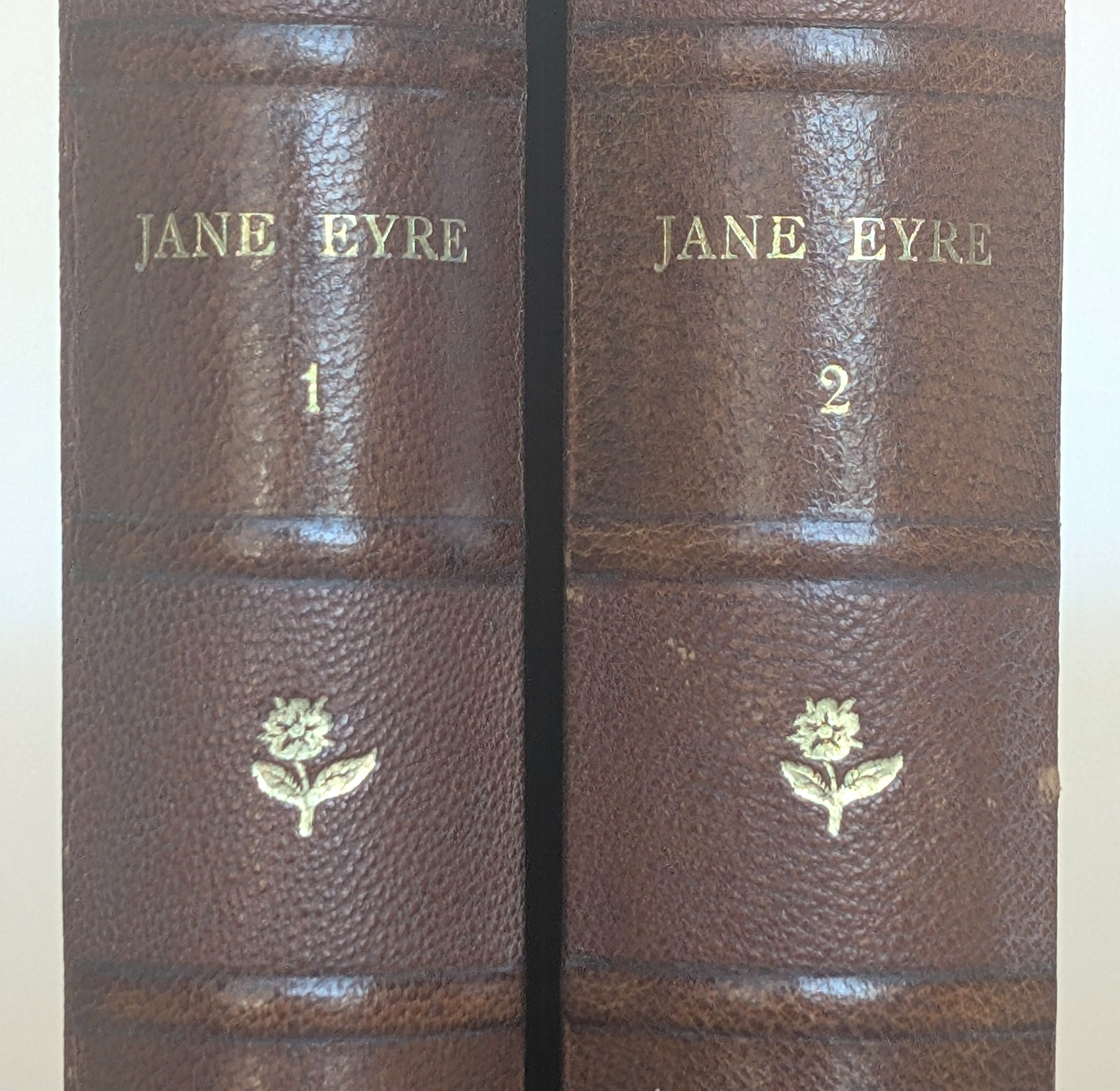 1850 Jane Eyre Currer Bell Fine Leather Binding 2 Vol Tauchnitz Set