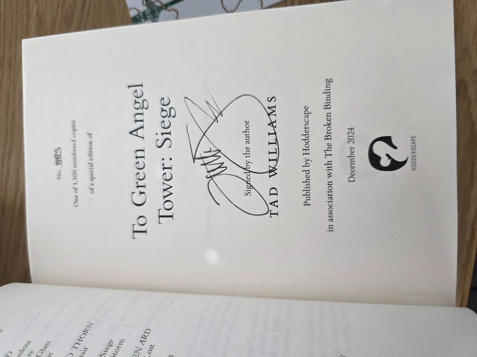 Broken Binding – Memory, Sorrow, and Thorn – Tad Williams – Tier 1 *NEW*