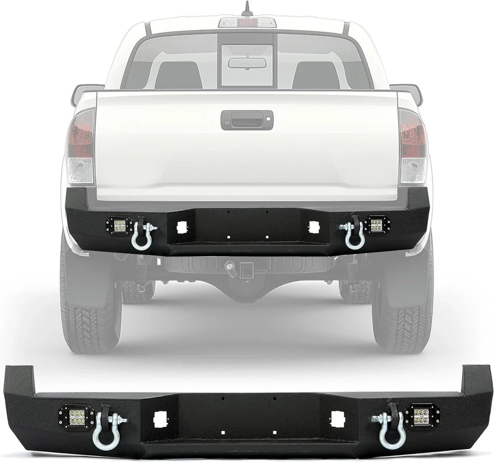 Rear Bumper Compatible with 2005-2015 Toyota Tacoma W/ 18W Led Lights License Pl