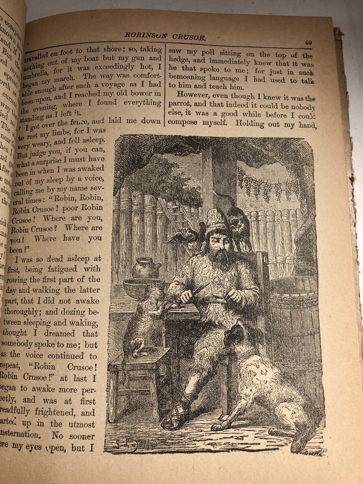 Robinson Crusoe Vintage Primitive Hard Cover Classic Book 1909 Daniel Defoe