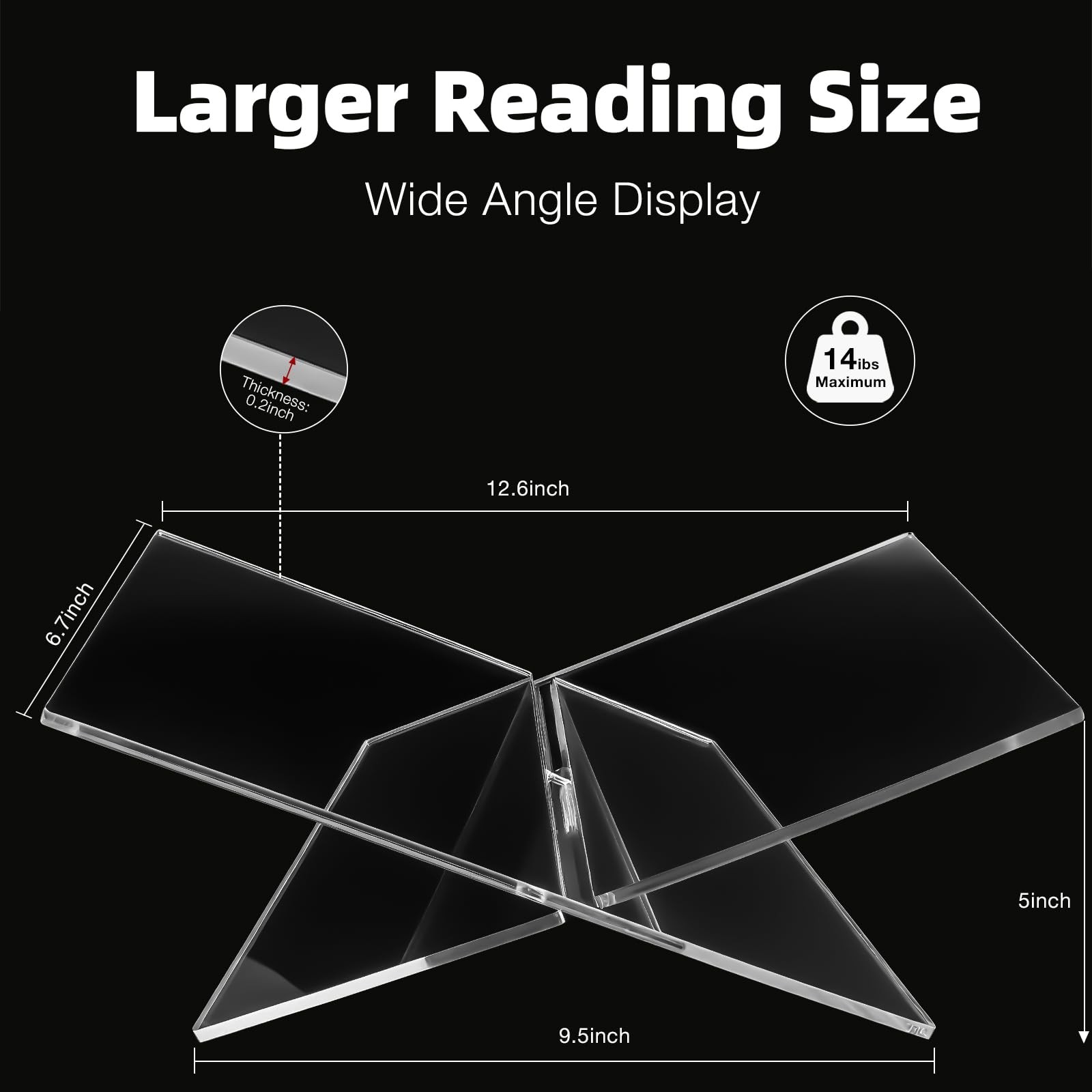 Clear Acrylic Book Stand – Large 12.6 x 6.7 x 5 in Book Holder for Cookbooks,…