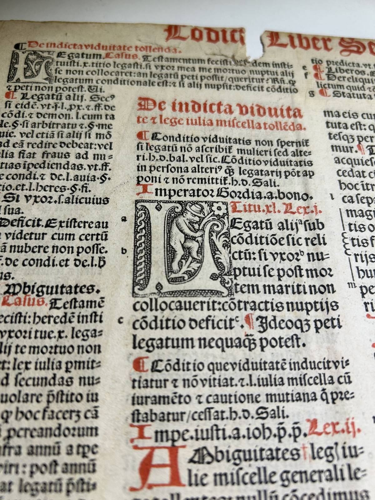 Early 1500’s Leaf from Codex Justinianus (Code of Justinian)