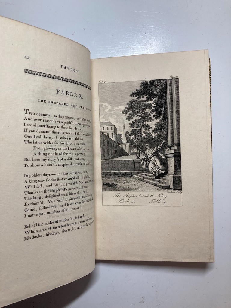 1806 La Fontaine Fables 4 Vols Taffin Signed Fine Morocco Leather Plates Uncut