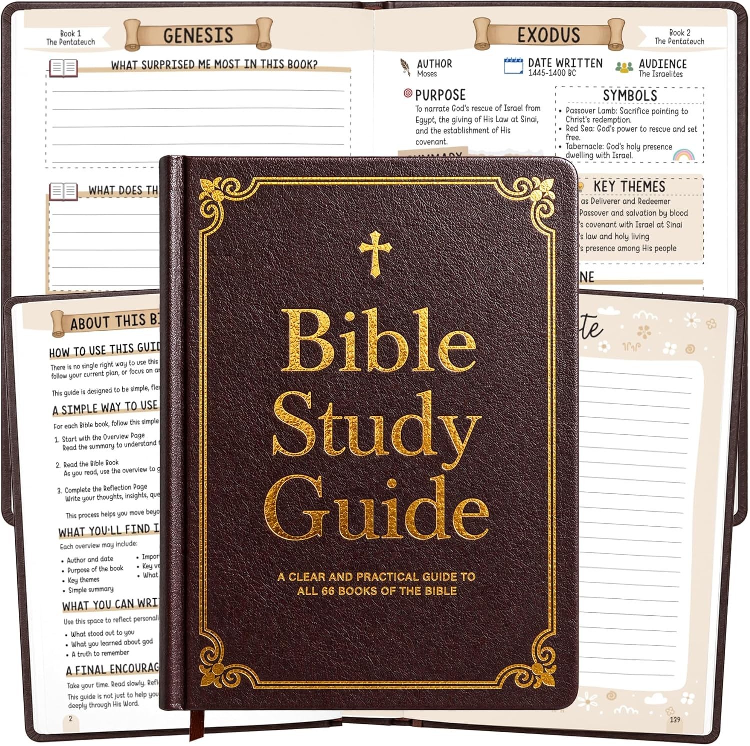 Bible Study Guide for Women Men All 66 Books Christian Devotional Journal