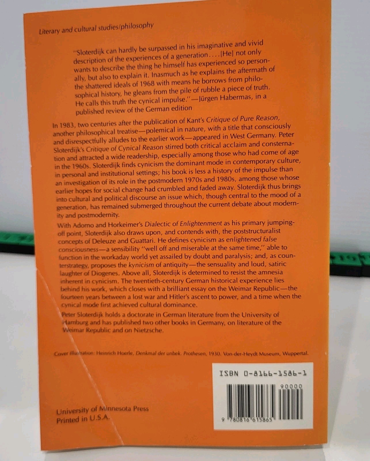 Critique of Cynical Reason Theory and History of Literature Volume 40
