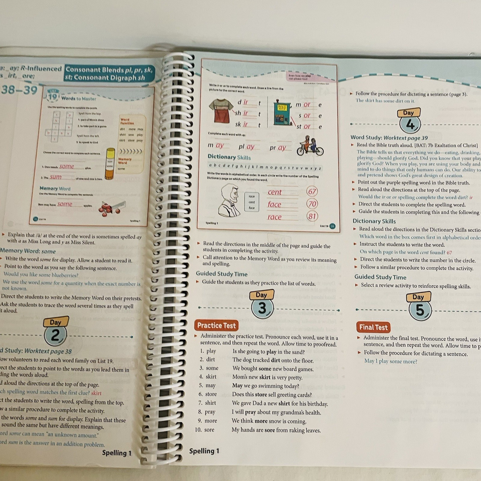 BJU Press Spelling 1 Teacher Edition & Student Worktext 4th Edition Grade 1