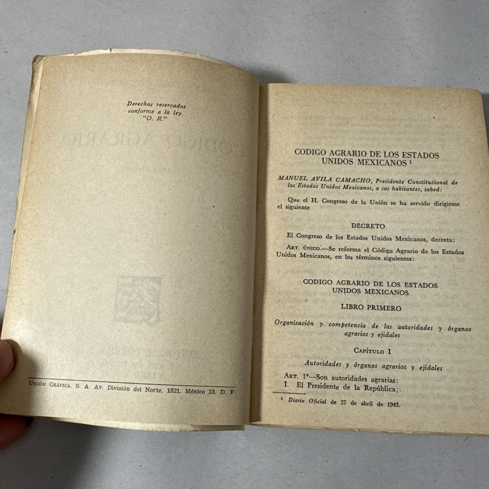 Codigo Agrario Leyes Y Codigos De Mexico 1959 Editorial Porrua Mexican Law Book