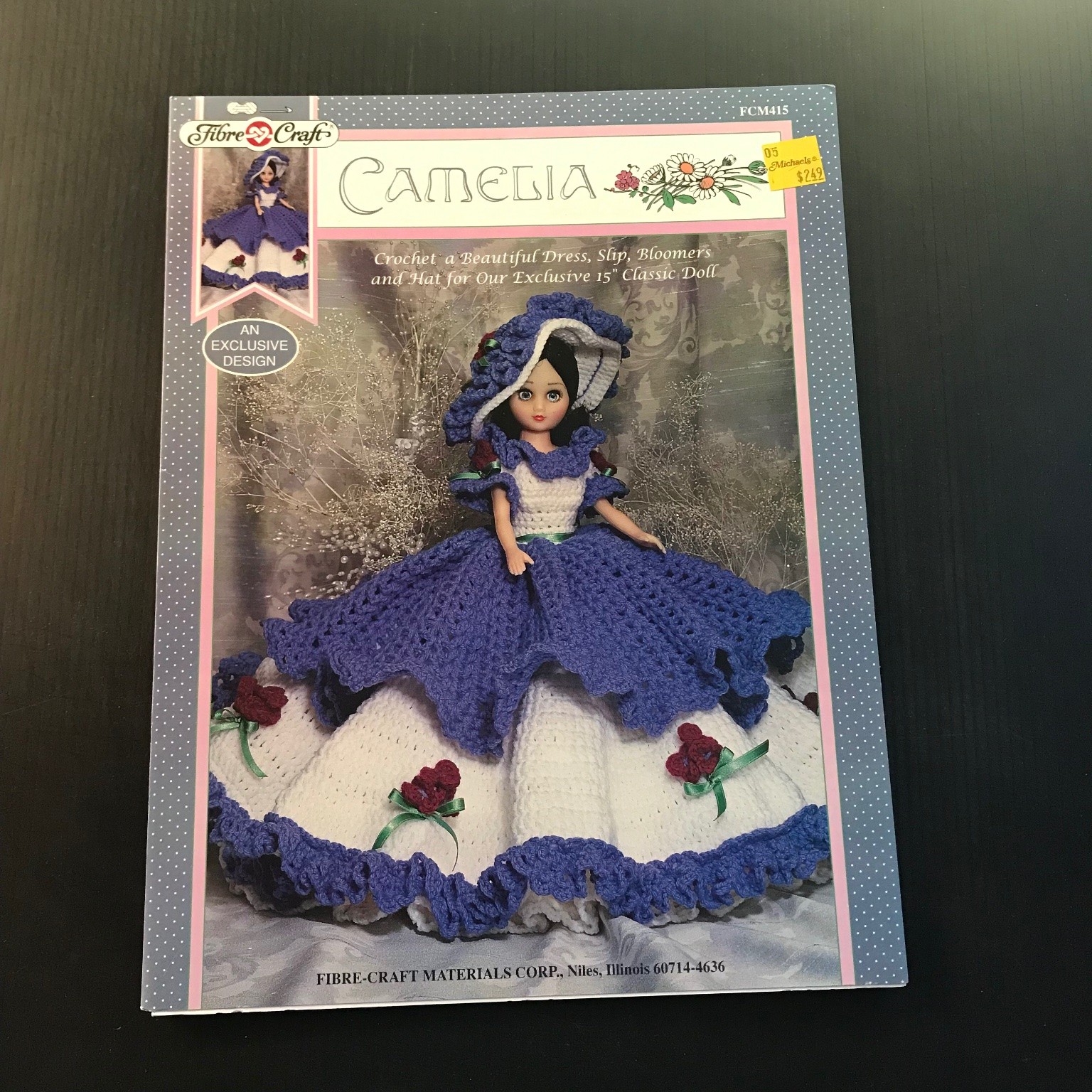 CAMELIA Fibre-Craft Crochet Doll Dress Pattern FCM415 1994 Vintage