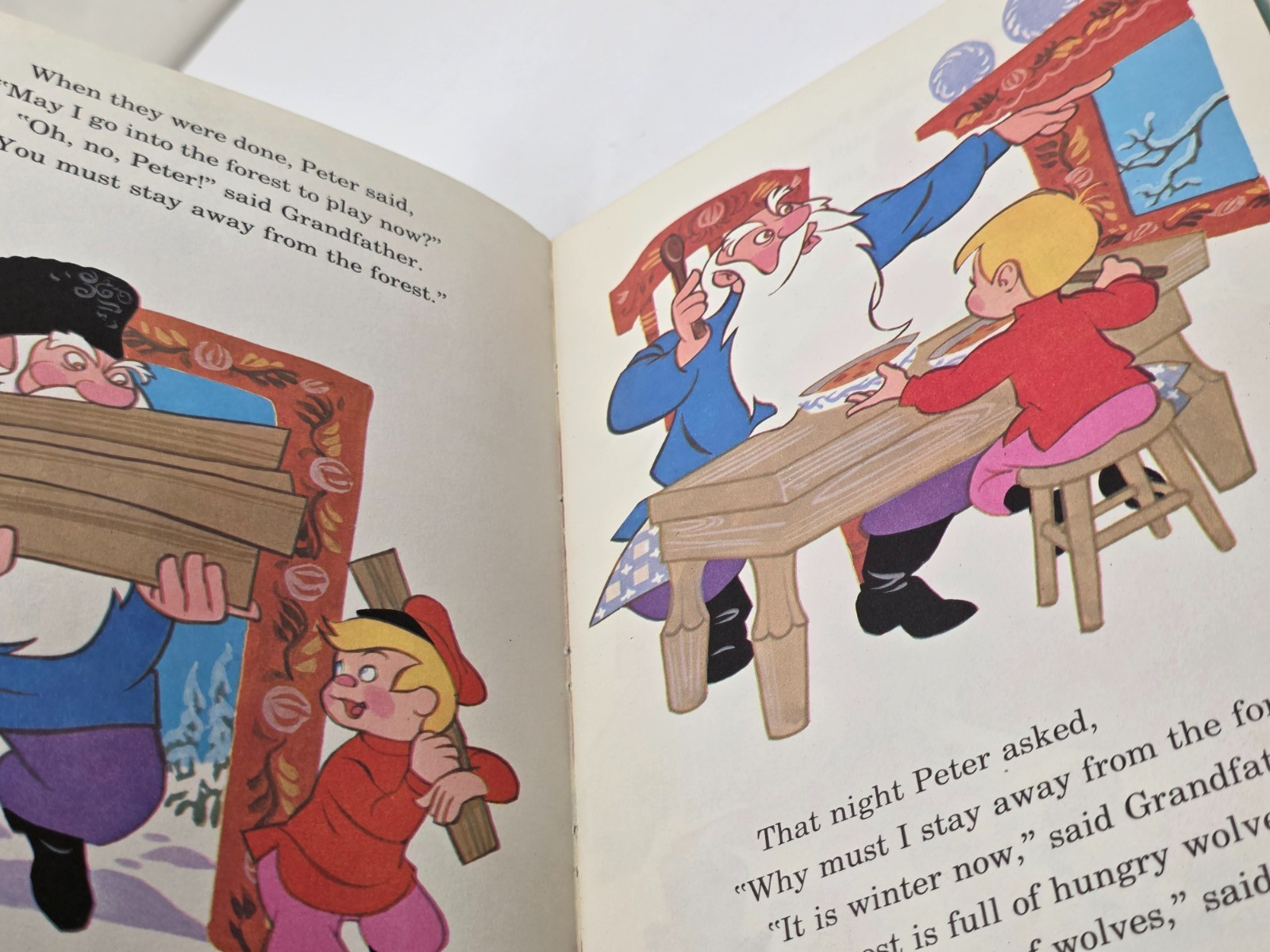 Vintage 1974 Disney Peter And The Wolf Hardcover Book Random House