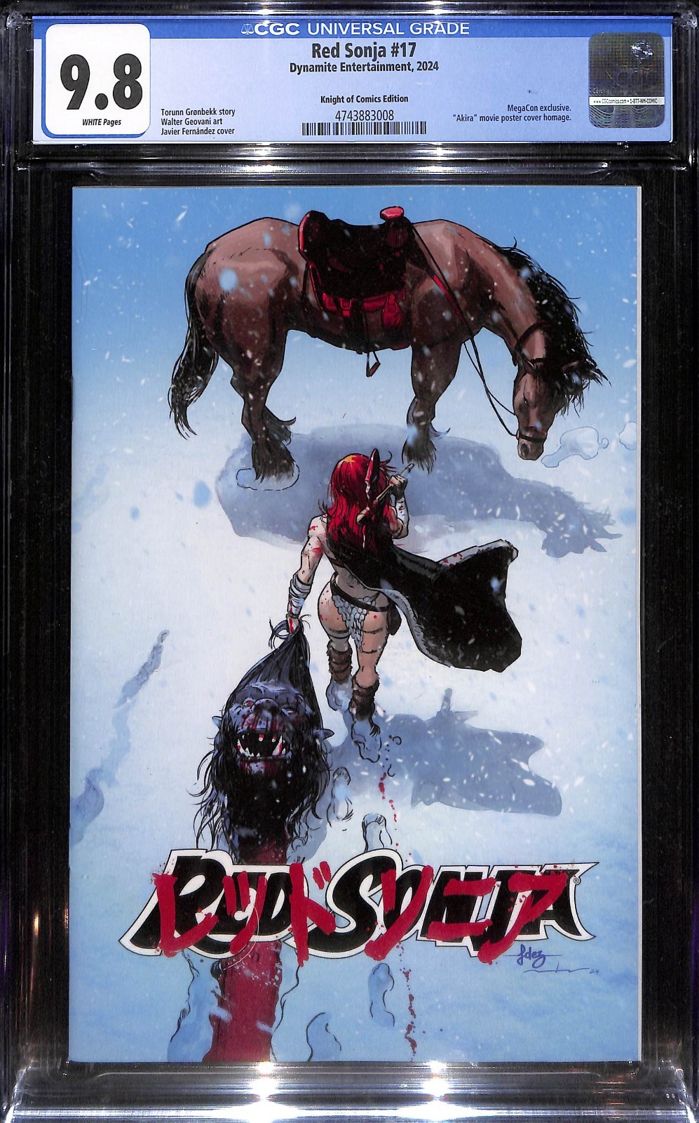 Red Sonja Noir #17 Javier Fernandez Akira Homage Megacon Variant Ltd 800 CGC 9.8