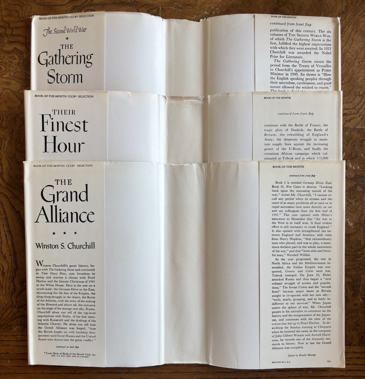 Winston Churchill Second World War Complete 6 Volume Set BOMC Dust Jackets