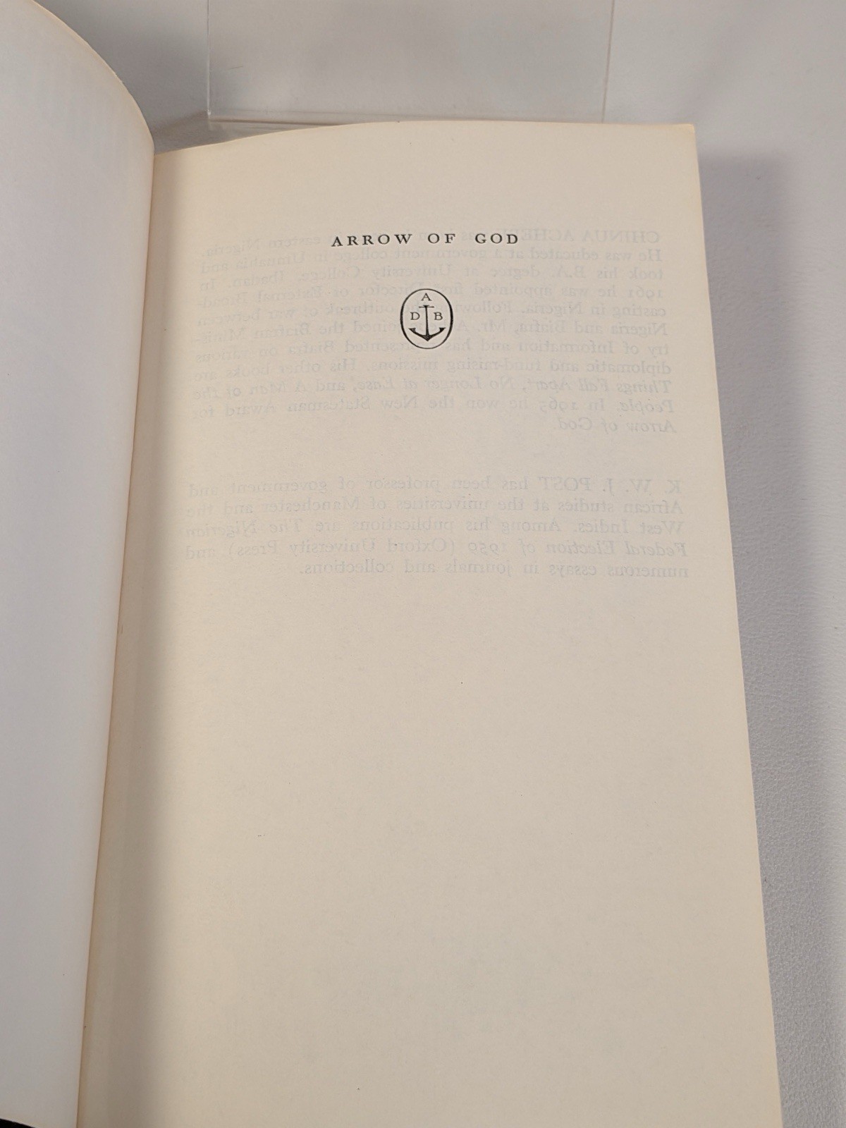 Arrow of God by Chinua Achebe Doubleday Anchor Books 1969 Paperback RARE Vintage
