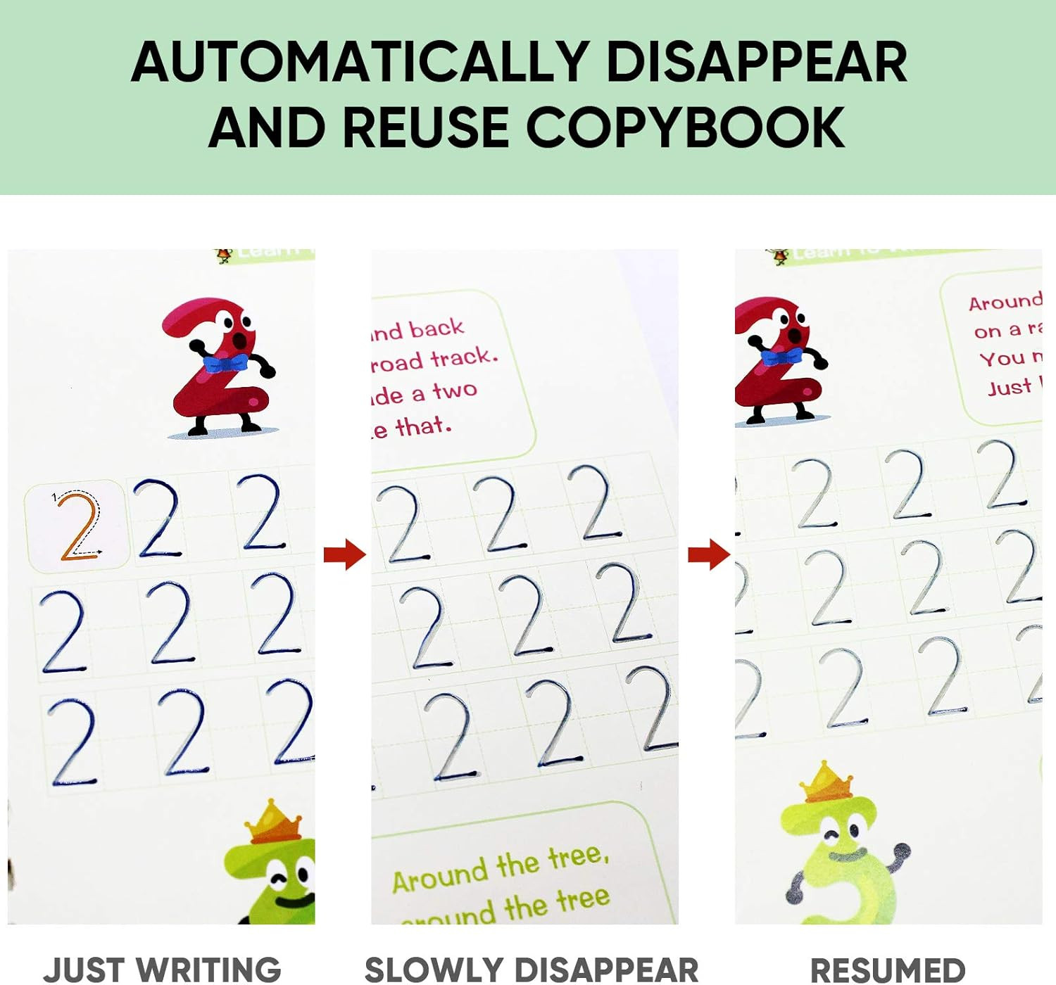 4PCS Grooved Handwriting Practice for Kids Age 3-5 Preschool Children, Reusable