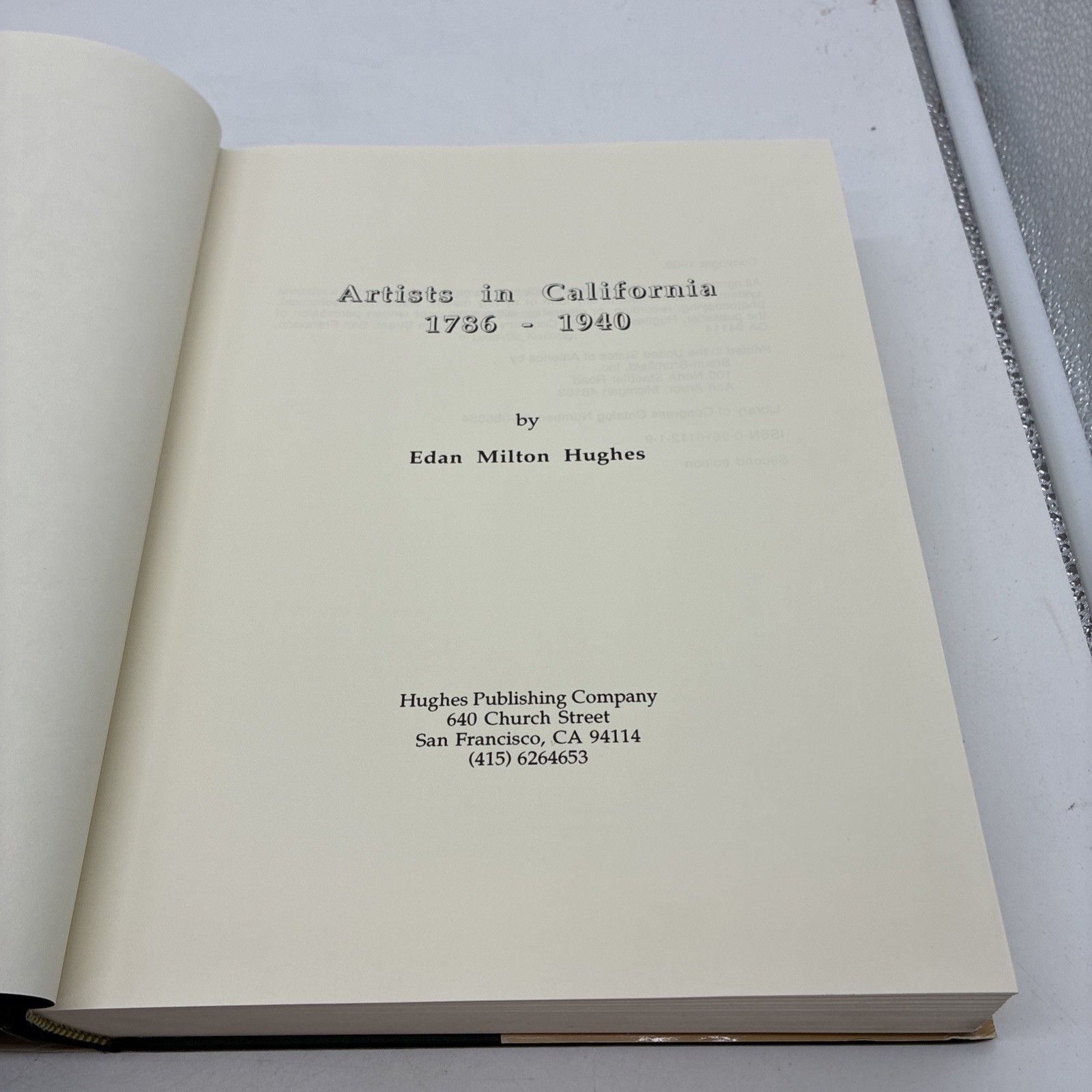 Artists in California 1786-1940 Hardcover Edan M. Hughes