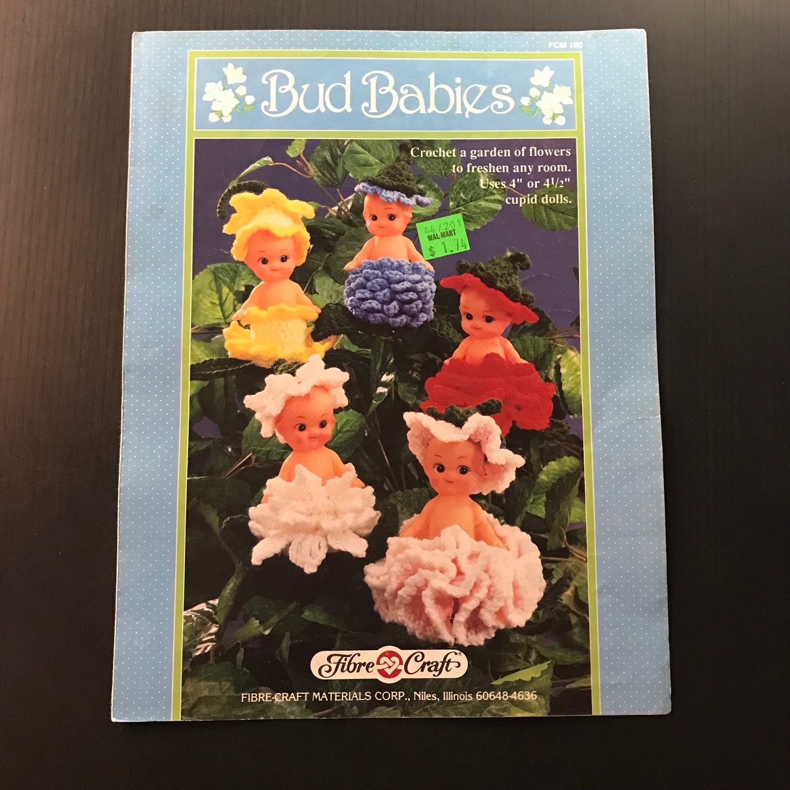 Bud Babies Crochet Pattern Book Fibre-Craft 1980 Cupid Doll Flowers
