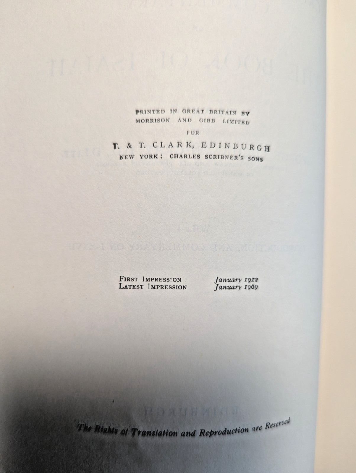 ICC Isaiah I-XXVII George Buchanan Gray 1969 Hardcover T&T Clark Commentary